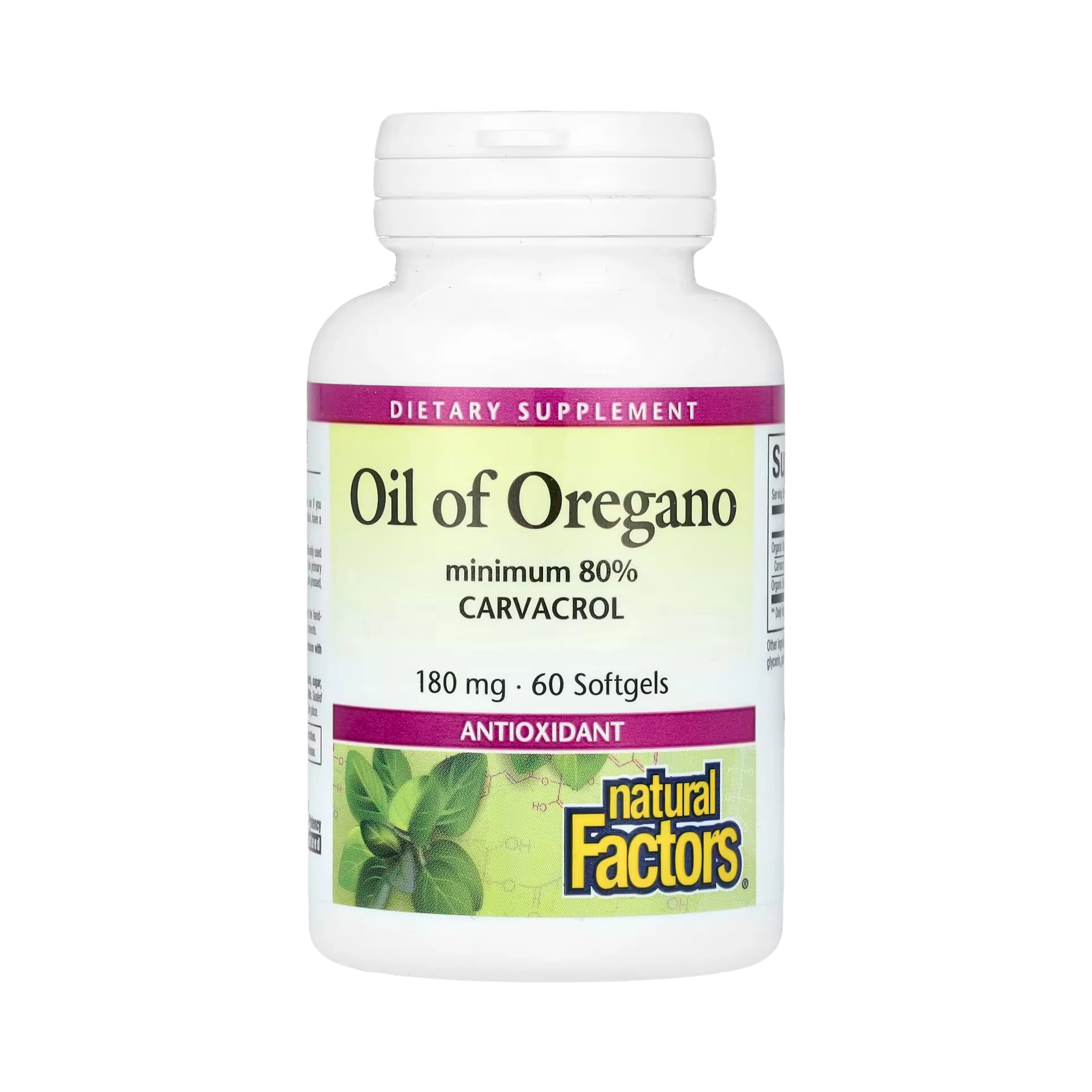 Natural Factors, Oil Of Oregano, 180 Mg, 60 Softgels