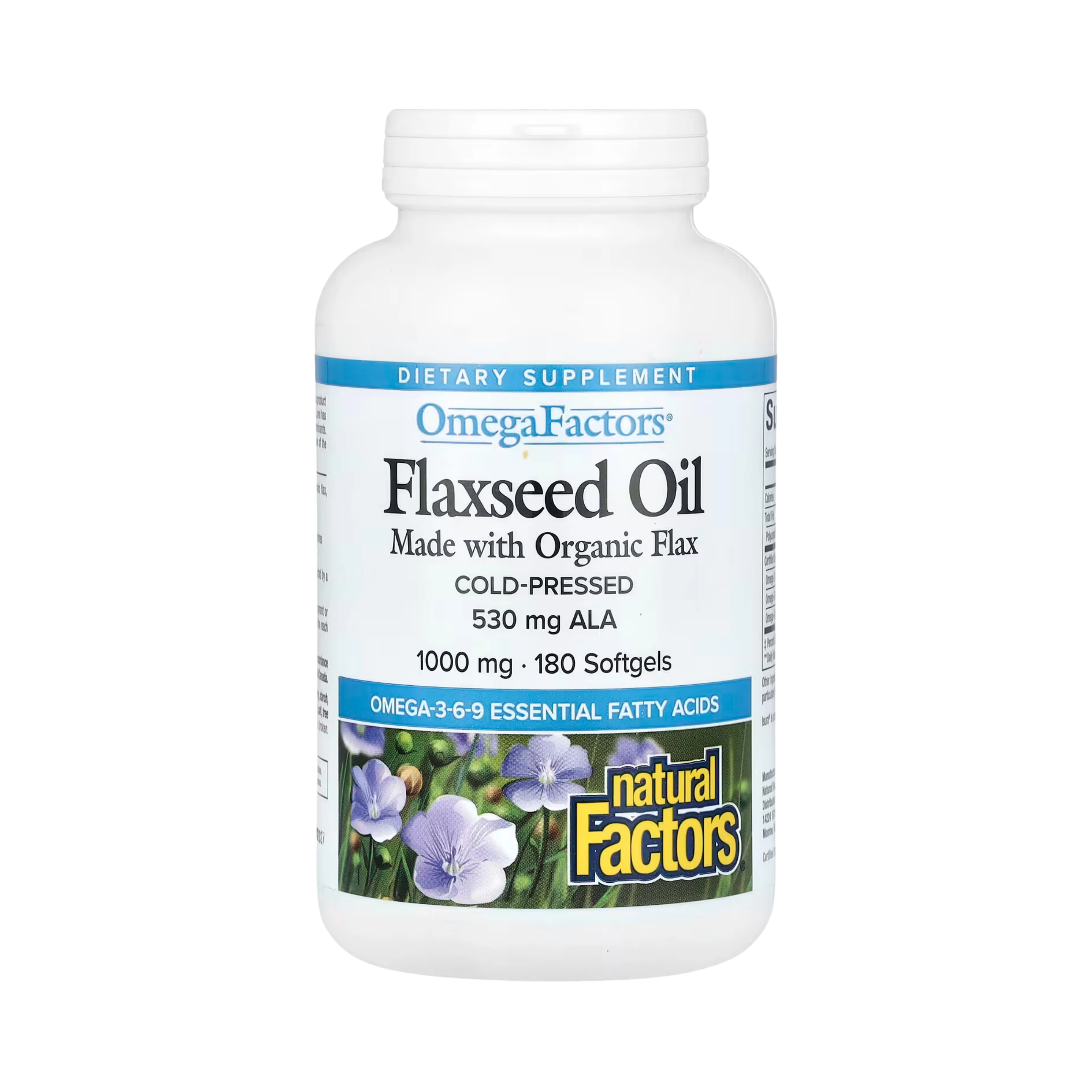 Natural Factors, OmegaFactors, Flaxseed Oil, 1,000 Mg, 180 Softgels