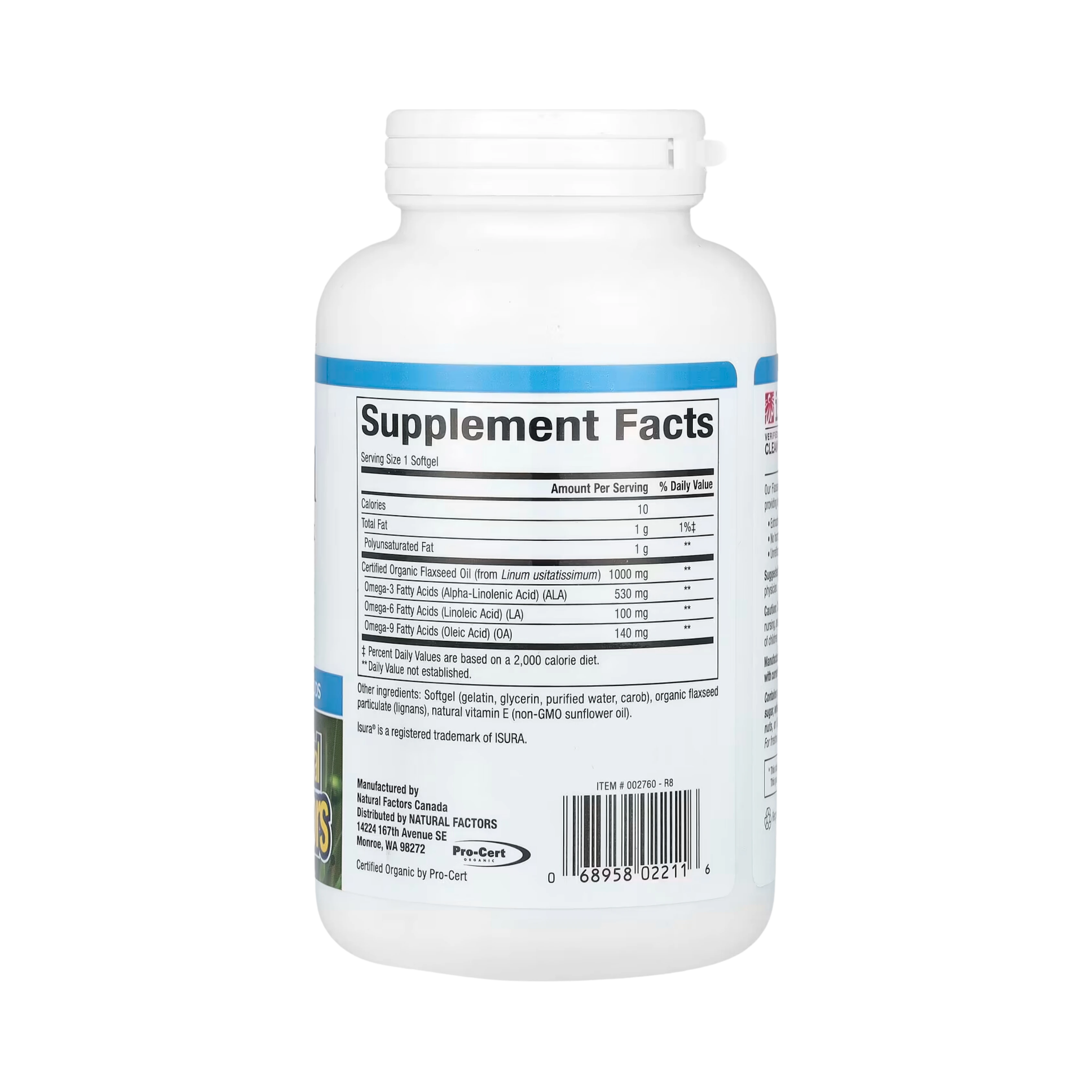 Natural Factors, OmegaFactors, Flaxseed Oil, 1,000 Mg, 180 Softgels