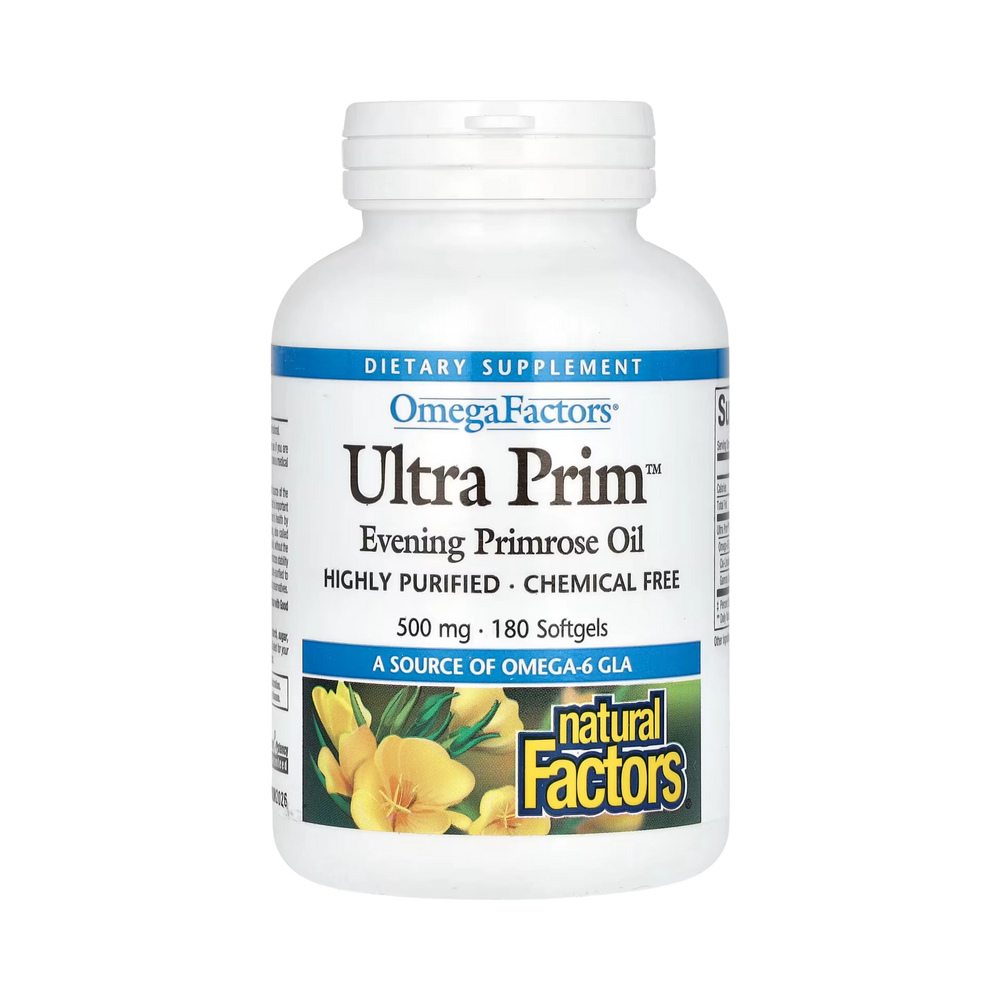 Natural Factors, OmegaFactors, Ultra Prim, Evening Primrose Oil, 500 Mg, 180 Softgels