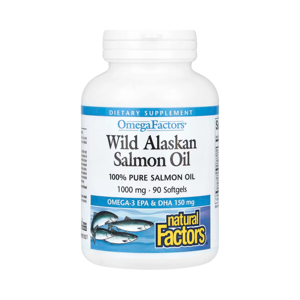Natural Factors, OmegaFactors, Wild Alaskan Salmon Oil, 1,000 Mg, 90 Softgels