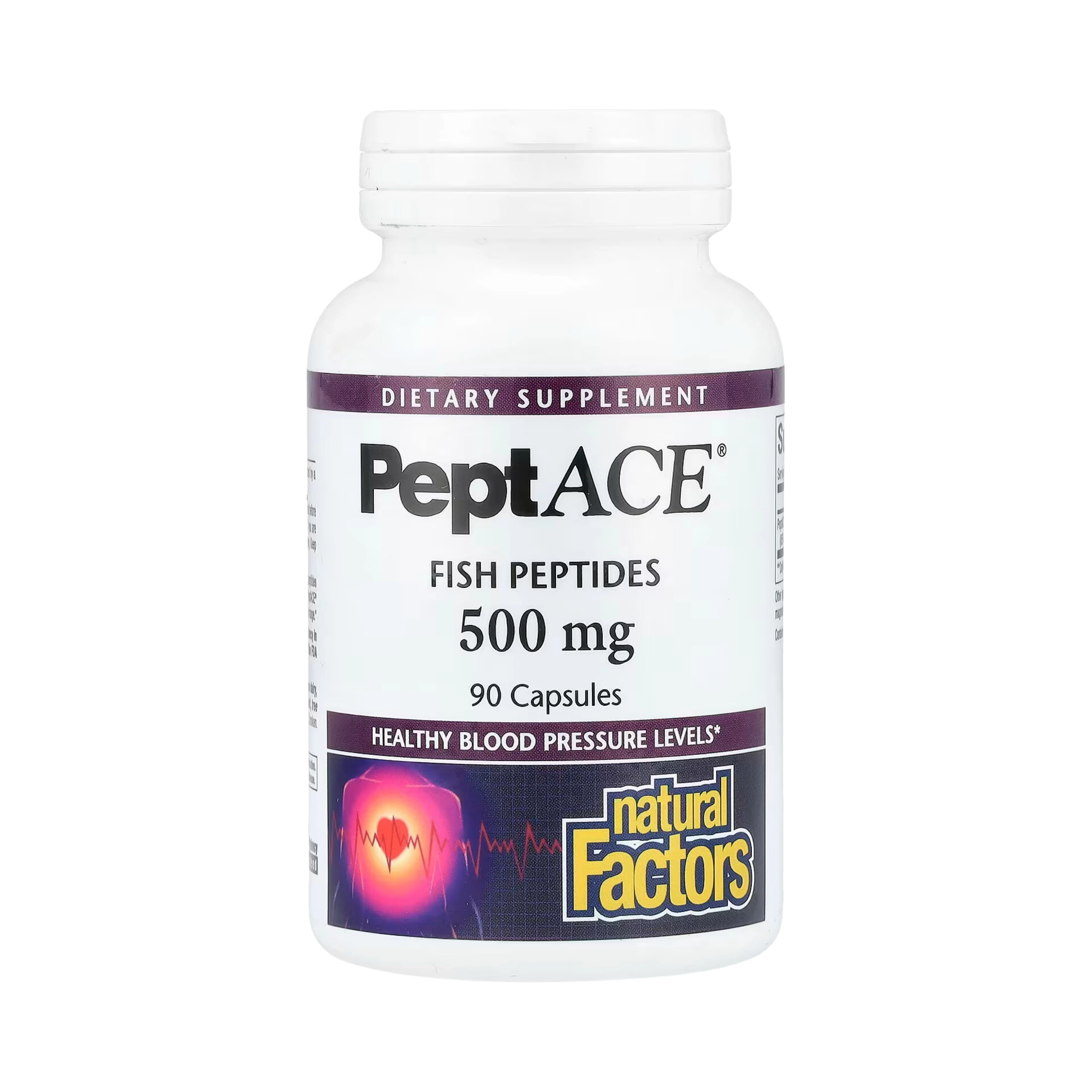 Natural Factors, PeptACE, Fish Peptides, 500 Mg, 90 Capsules
