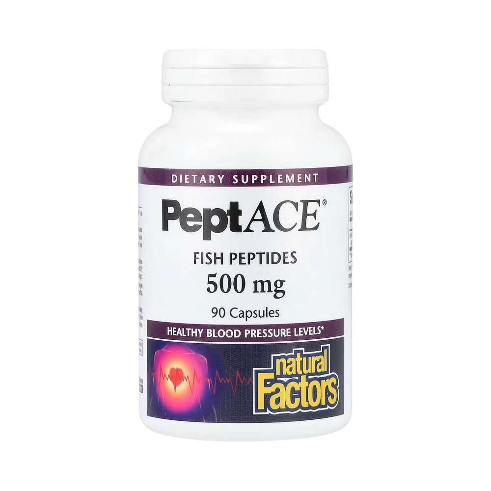 Natural Factors, PeptACE, Fish Peptides, 500 Mg, 90 Capsules