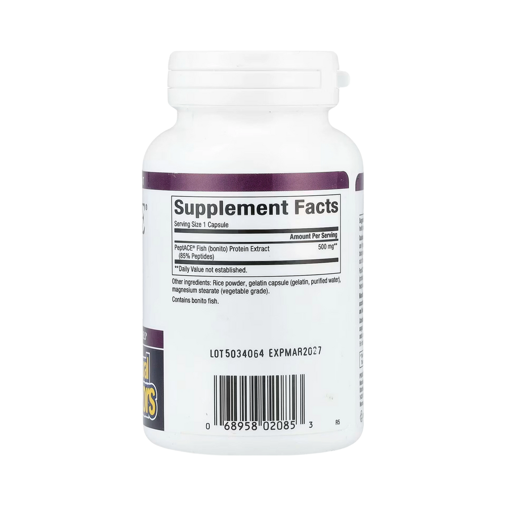Natural Factors, PeptACE, Fish Peptides, 500 Mg, 90 Capsules