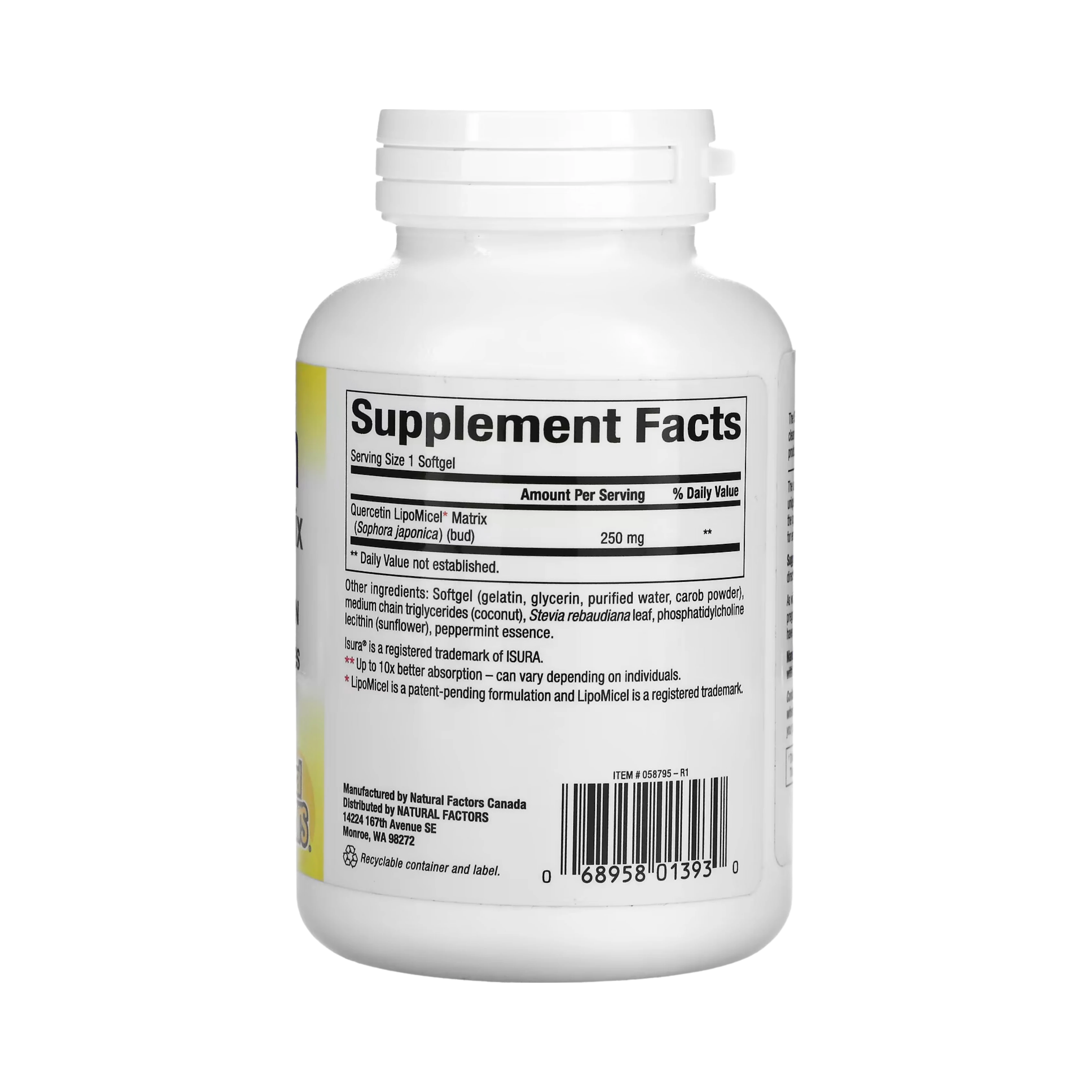 Natural Factors, Quercetin LipoMicel Matrix, 120 Liquid Softgels