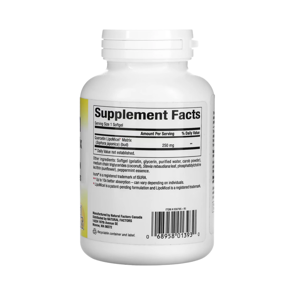Natural Factors, Quercetin LipoMicel Matrix, 120 Liquid Softgels