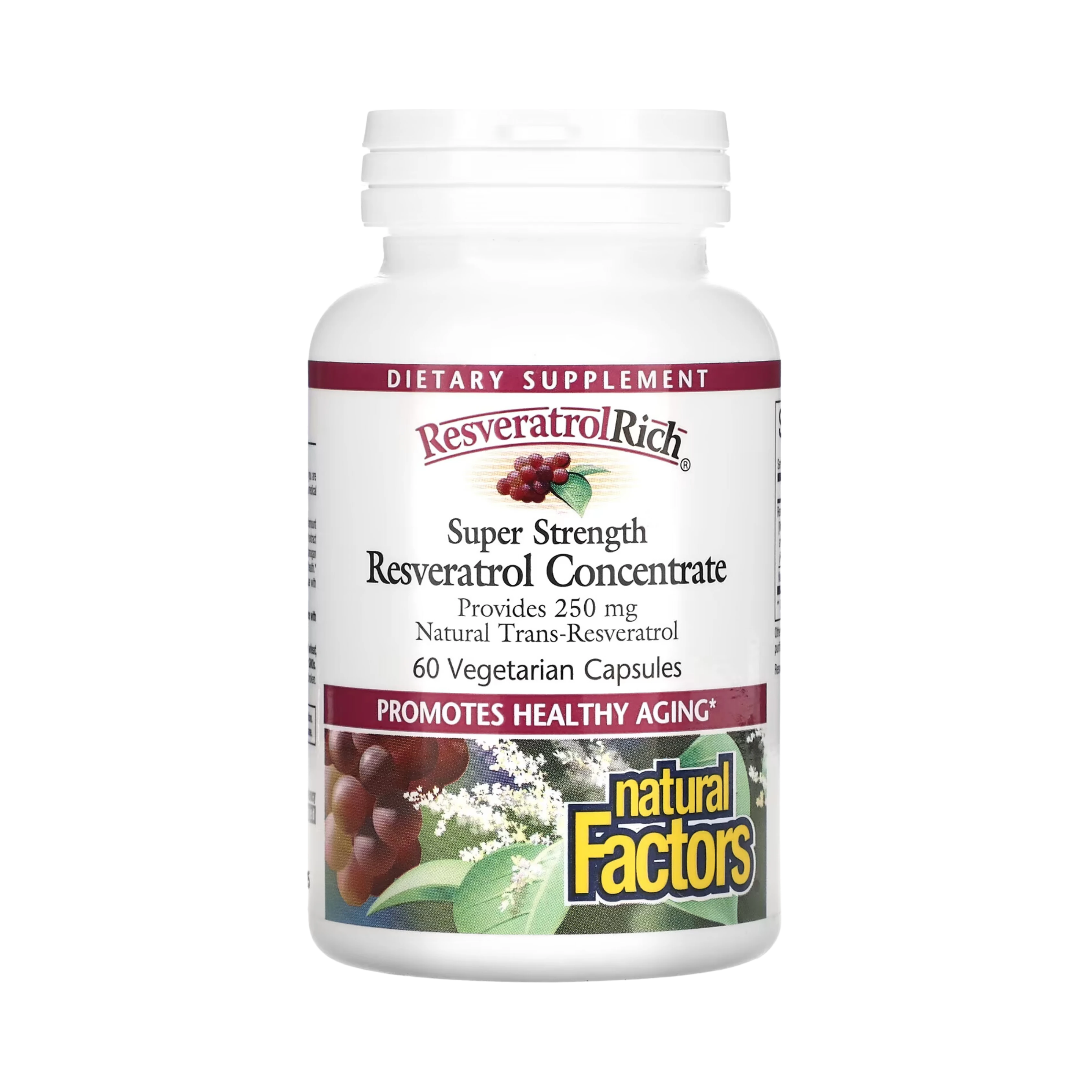Natural Factors, ResveratrolRich, Super Strength, Resveratrol Concentrate, 60 Vegetarian Capsules