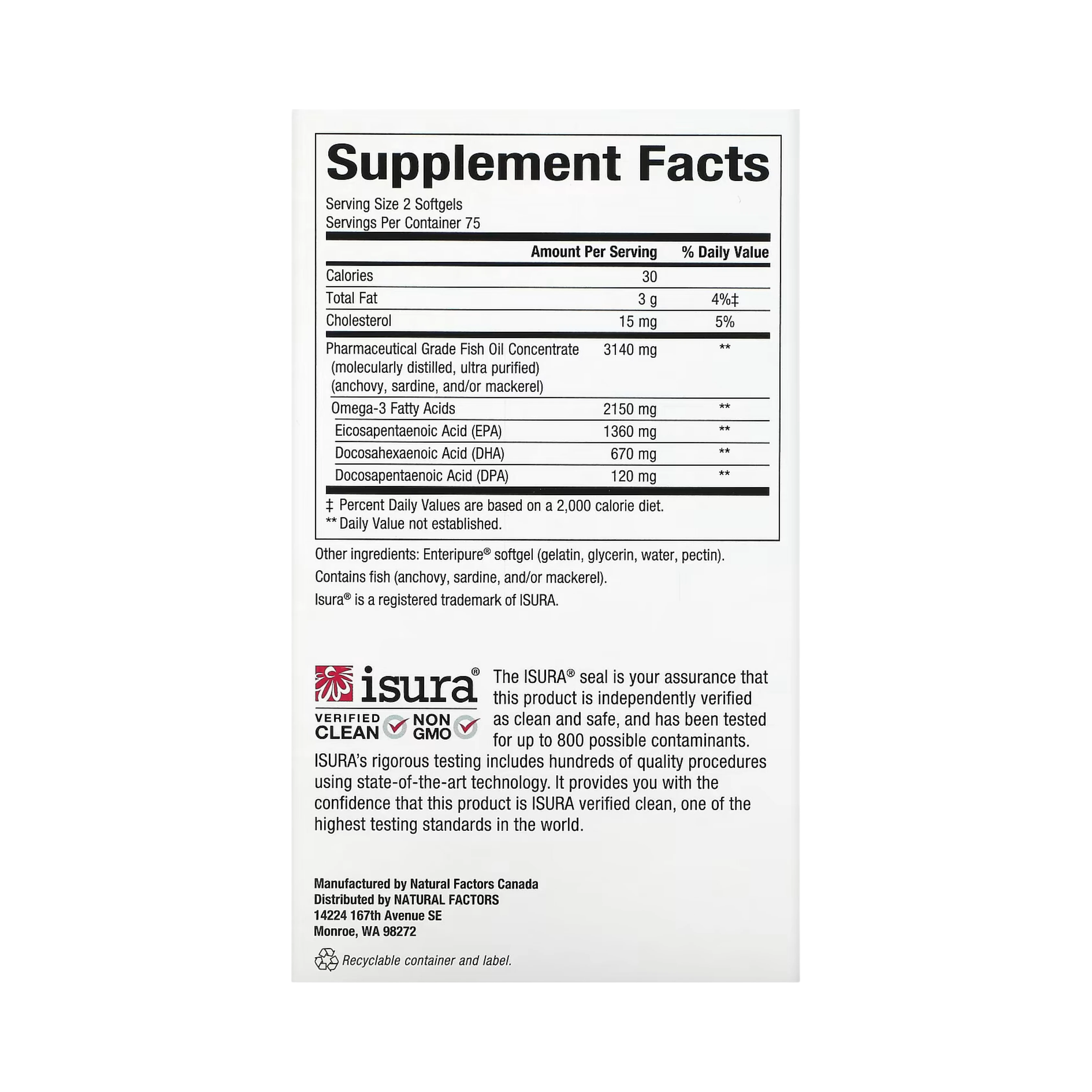 Natural Factors, RxOmega-3 Ultra Strength, 2,150 Mg, 150 Softgels