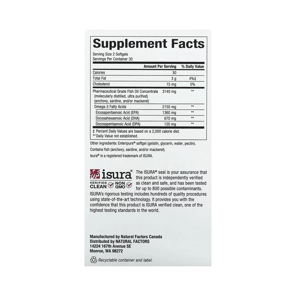 Natural Factors, RxOmega-3 Ultra Strength, 2,150 Mg, 60 Softgels