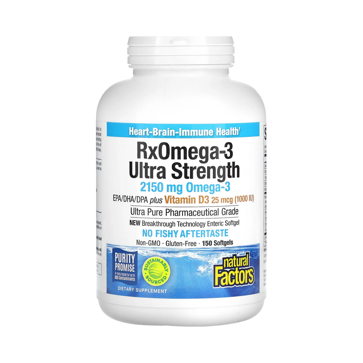 Natural Factors, RxOmega-3 with Vitamin D3, Ultra Strength, 2,150 Mg, 150 Softgels