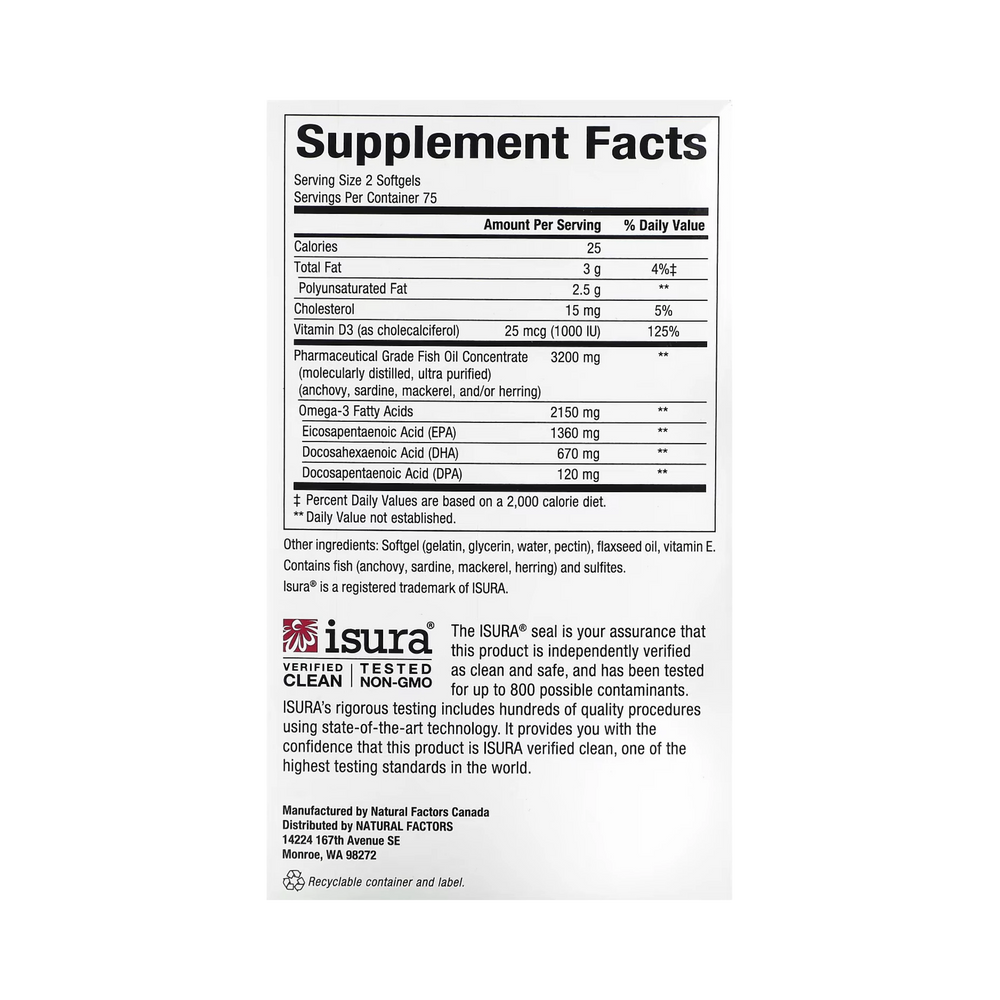 Natural Factors, RxOmega-3 with Vitamin D3, Ultra Strength, 2,150 Mg, 150 Softgels