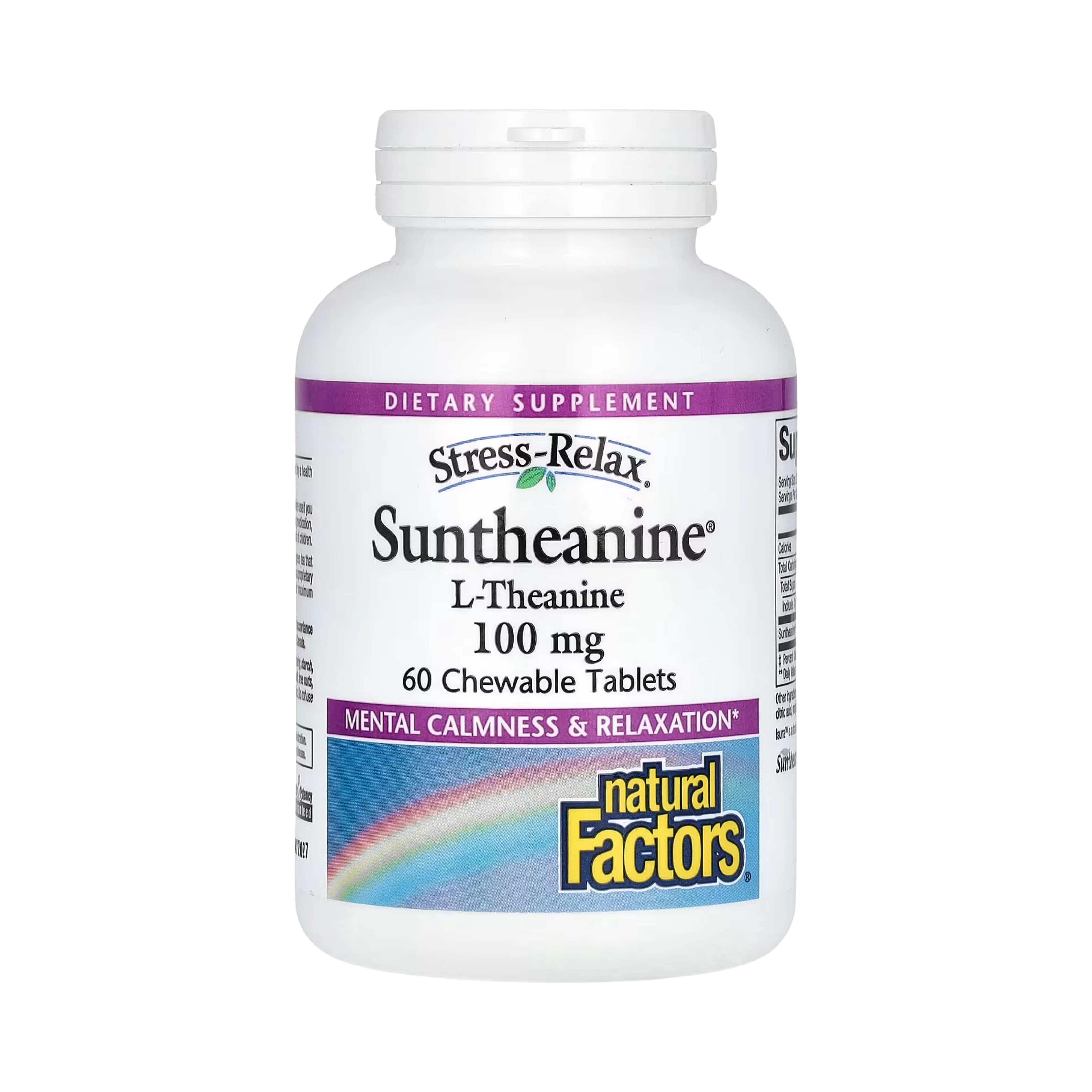 Natural Factors, Stress-Relax, Suntheanine, L-Theanine, 200 Mg, 60 Chewable Tablets