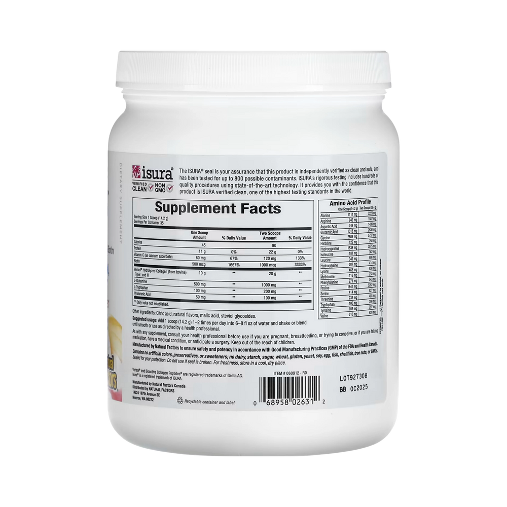 Natural Factors, Total Body Collagen, Bioactive Peptides, Orange, 100 mg, 1 lb 1 Oz