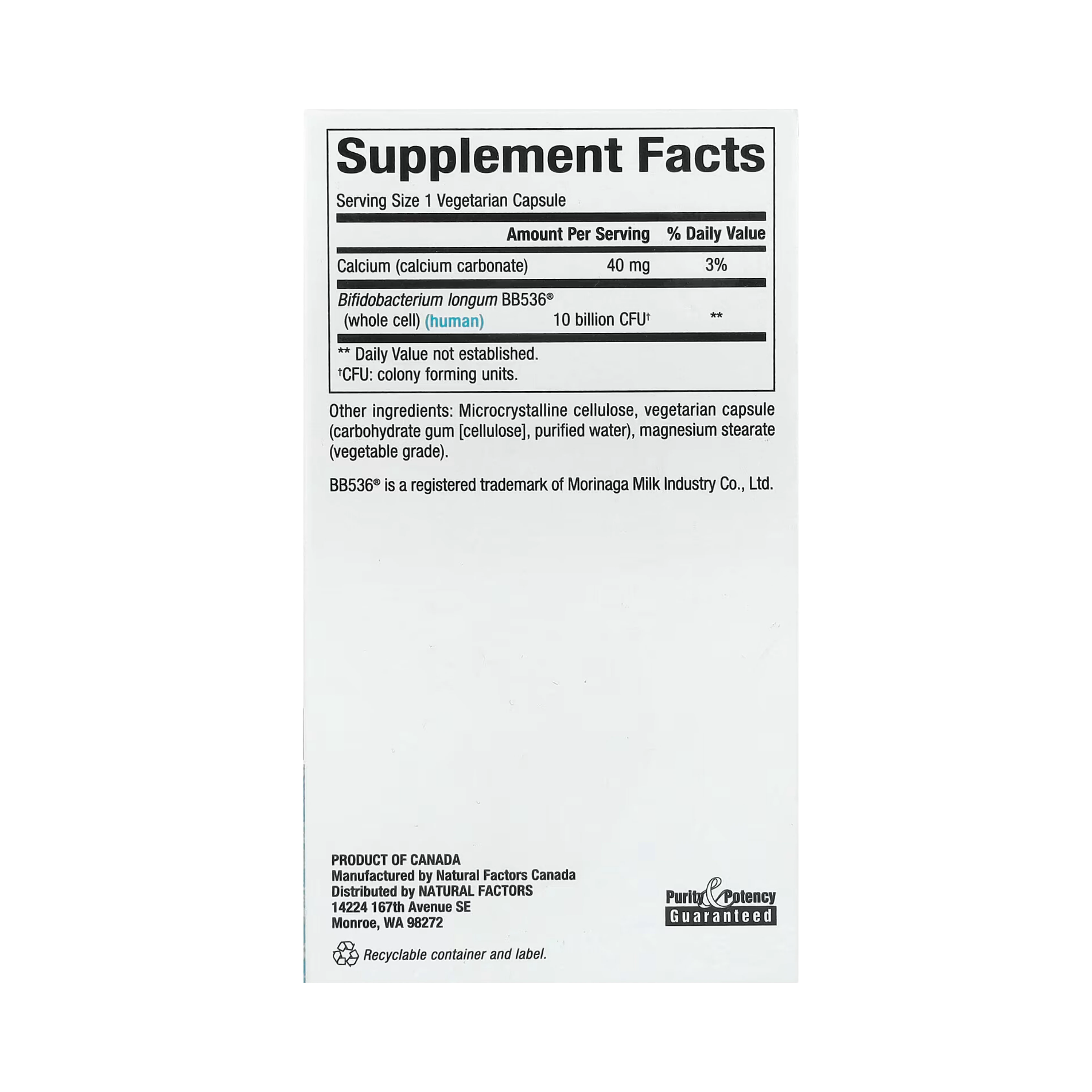Natural Factors, Travel Biotic, BB536, 10 Billion, 60 Vegetarian Capsules