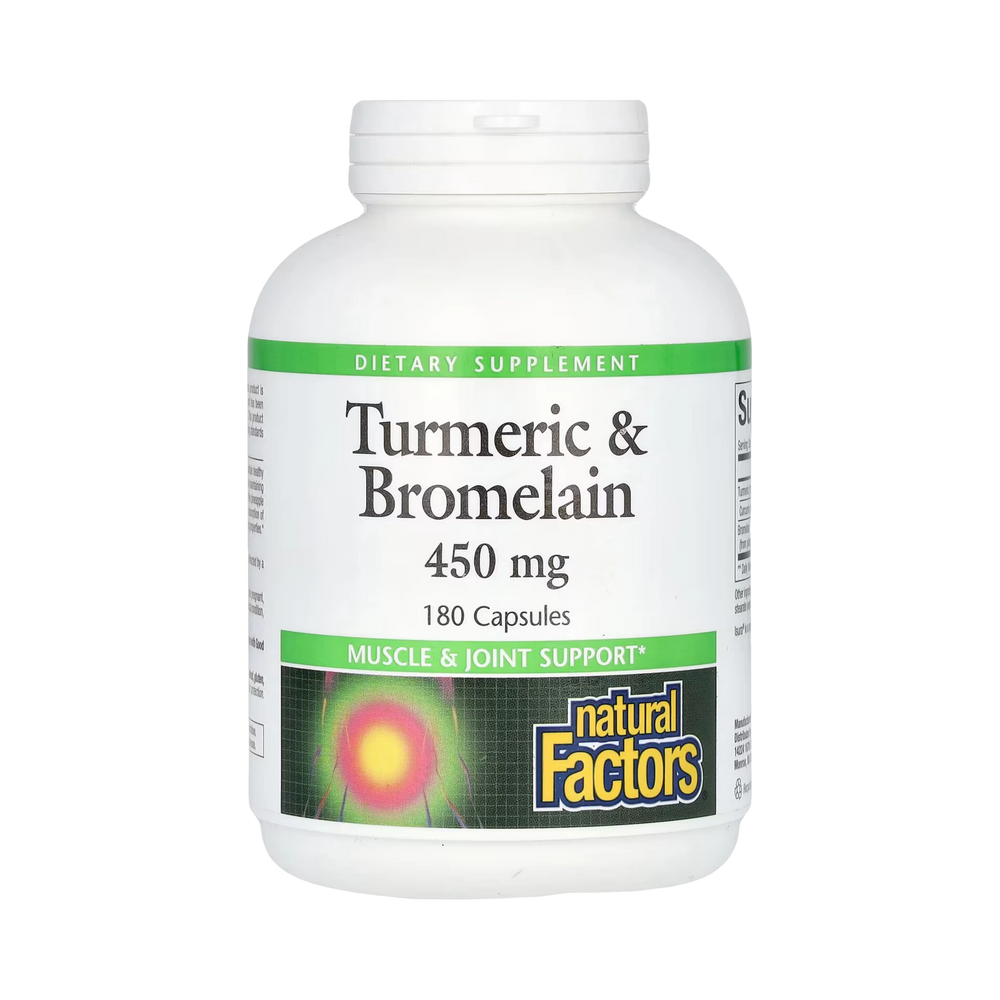 Natural Factors, Turmeric & Bromelain, 450 Mg, 180 Capsules