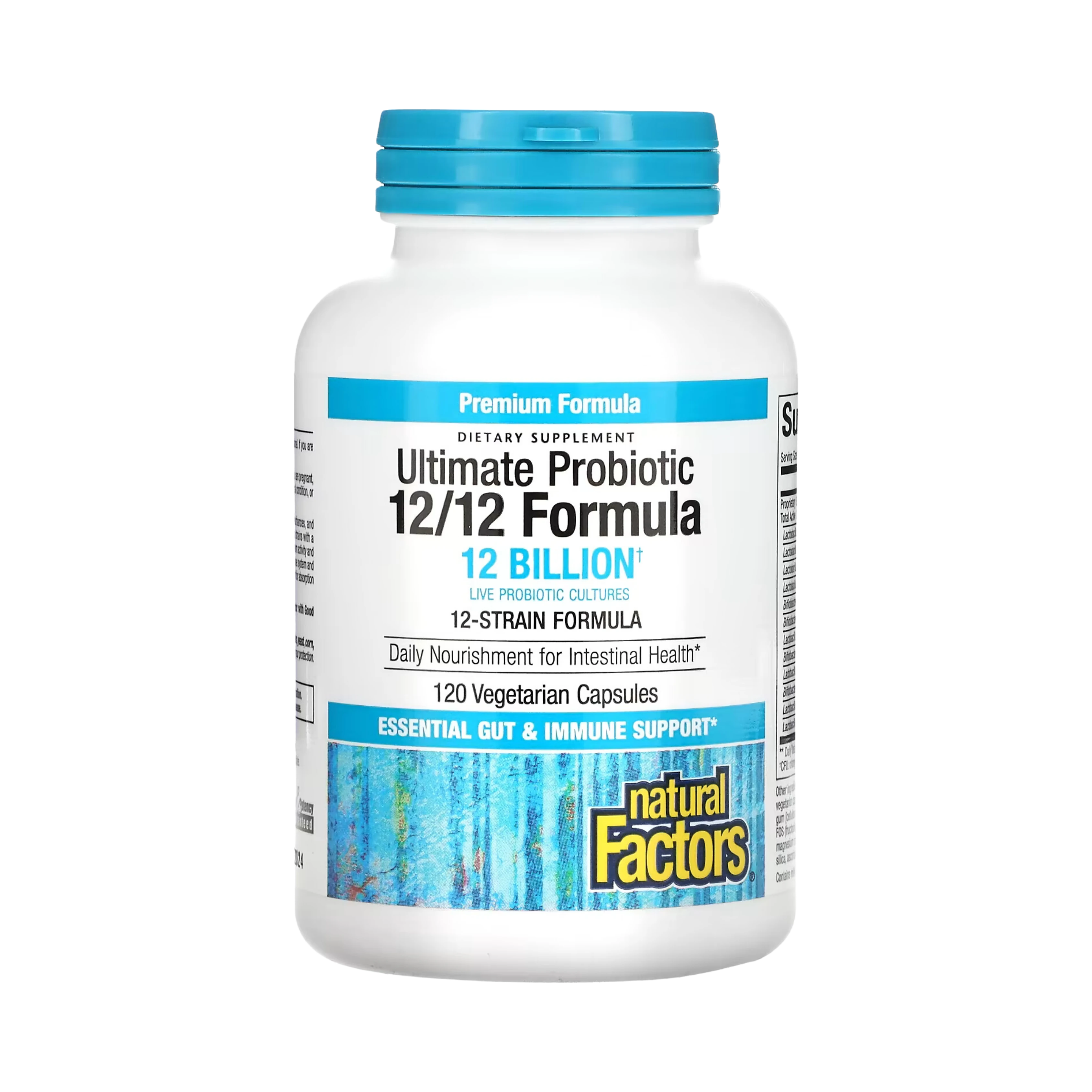 Natural Factors, Ultimate Probiotic, 12/12 Formula, 12 Billion CFU, 120 Vegetarian Capsules