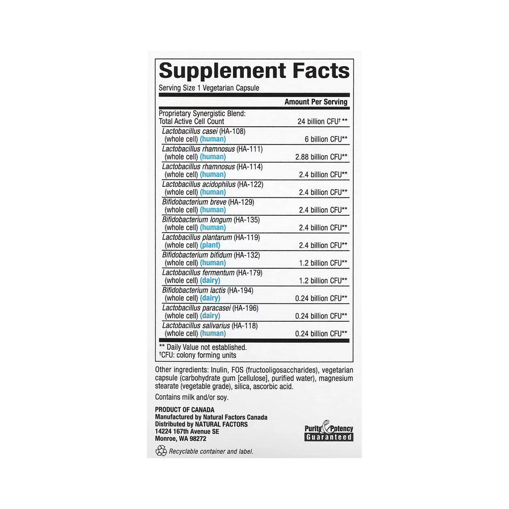 Natural Factors, Ultimate Probiotic, 24/12 Formula, 24 Billion, 60 Vegetarian Capsules