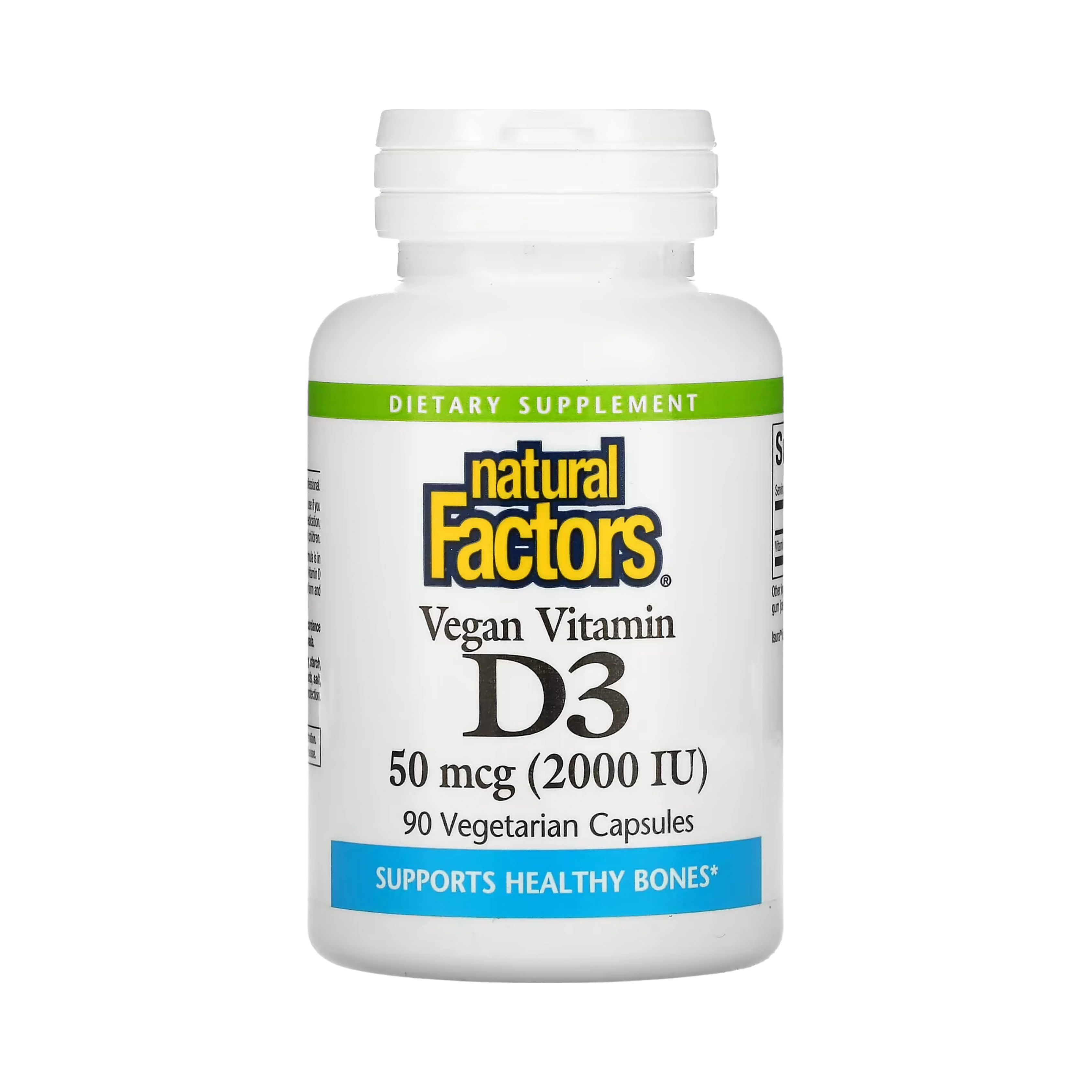 Natural Factors, Vegan Vitamin D3, 50 mcg (2,000 IU), 90 Vegetarian Capsules