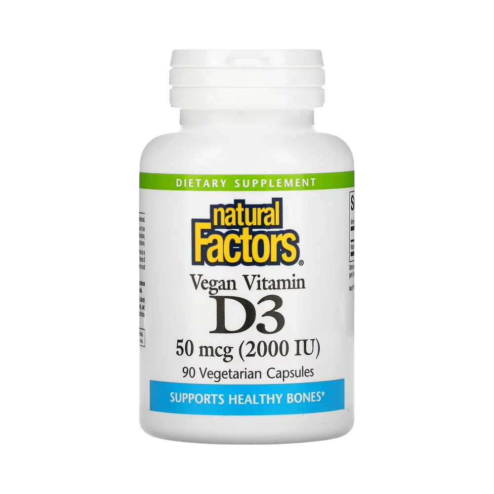 Natural Factors, Vegan Vitamin D3, 50 mcg (2,000 IU), 90 Vegetarian Capsules