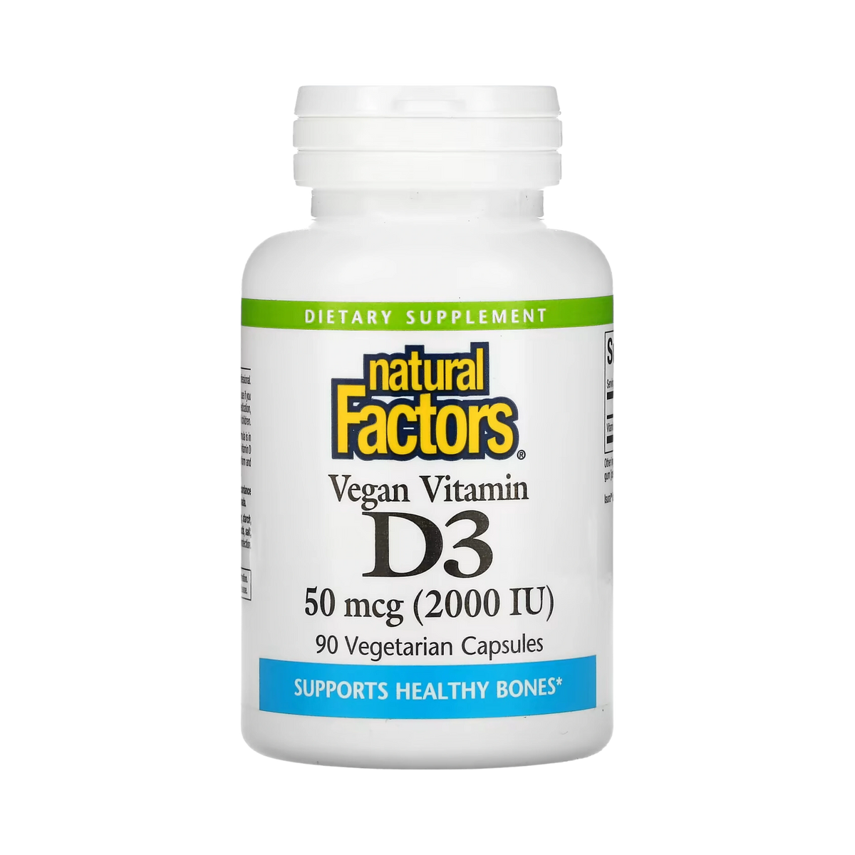 Natural Factors, Vegan Vitamin D3, 50 mcg (2,000 IU), 90 Vegetarian Capsules