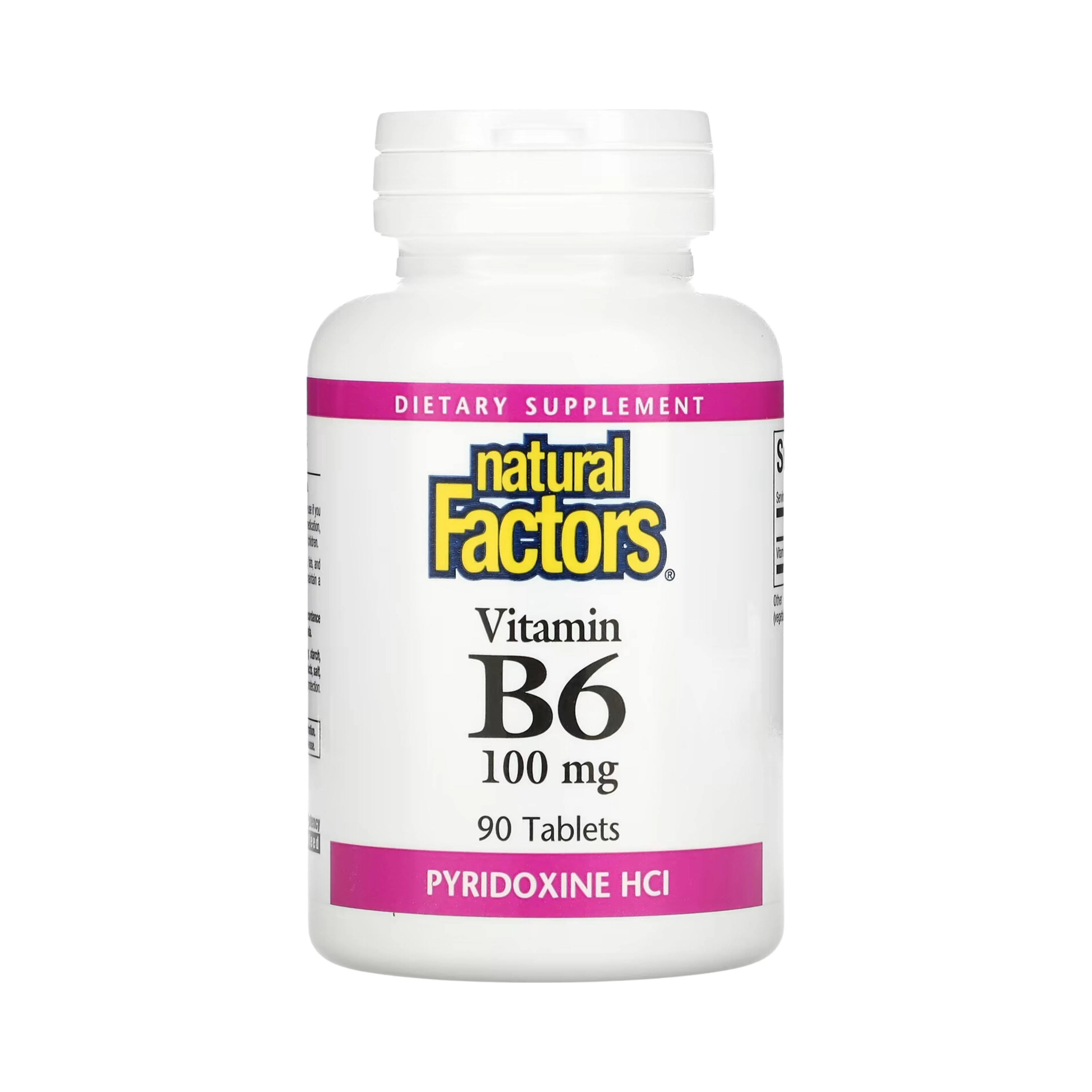 Natural Factors, Vitamin B6, Pyridoxine HCl, 100 mg, 90 Tablets