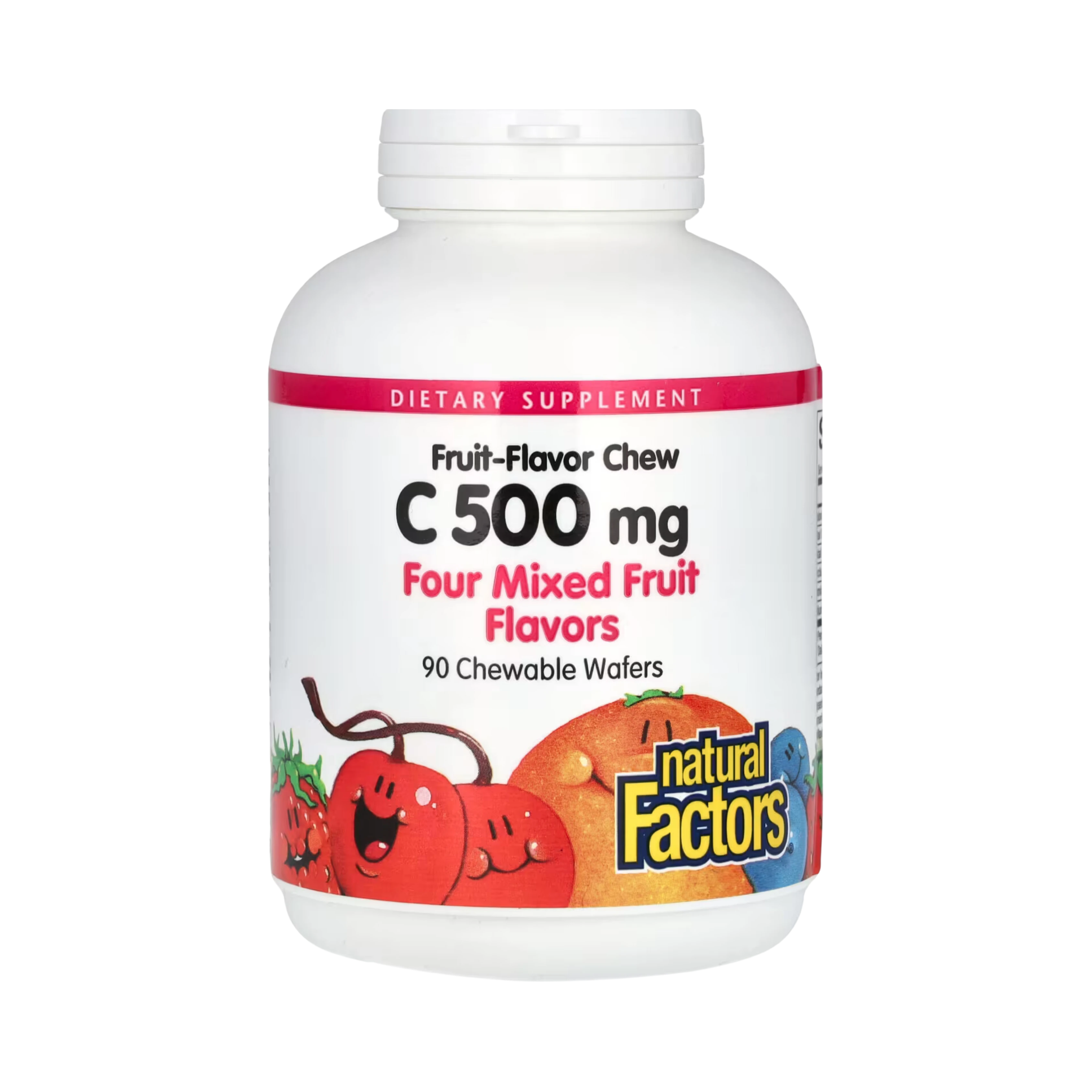Natural Factors, Vitamin C, Fruit-Flavor Chew, Four Mixed Fruit, 500 Mg, 90 Chewable Wafers