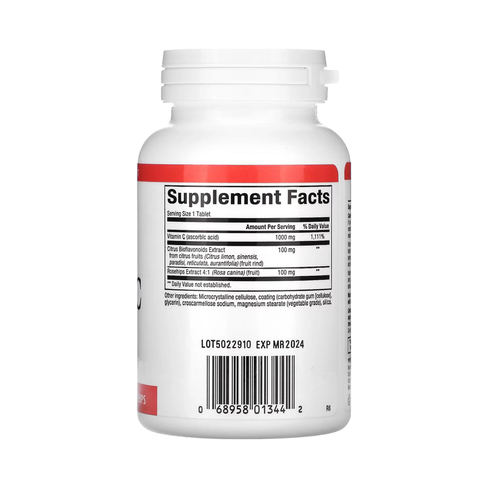 Natural Factors, Vitamin C, Plus Bioflavonoids & Rosehips, 1,000 Mg, 90 Tablets