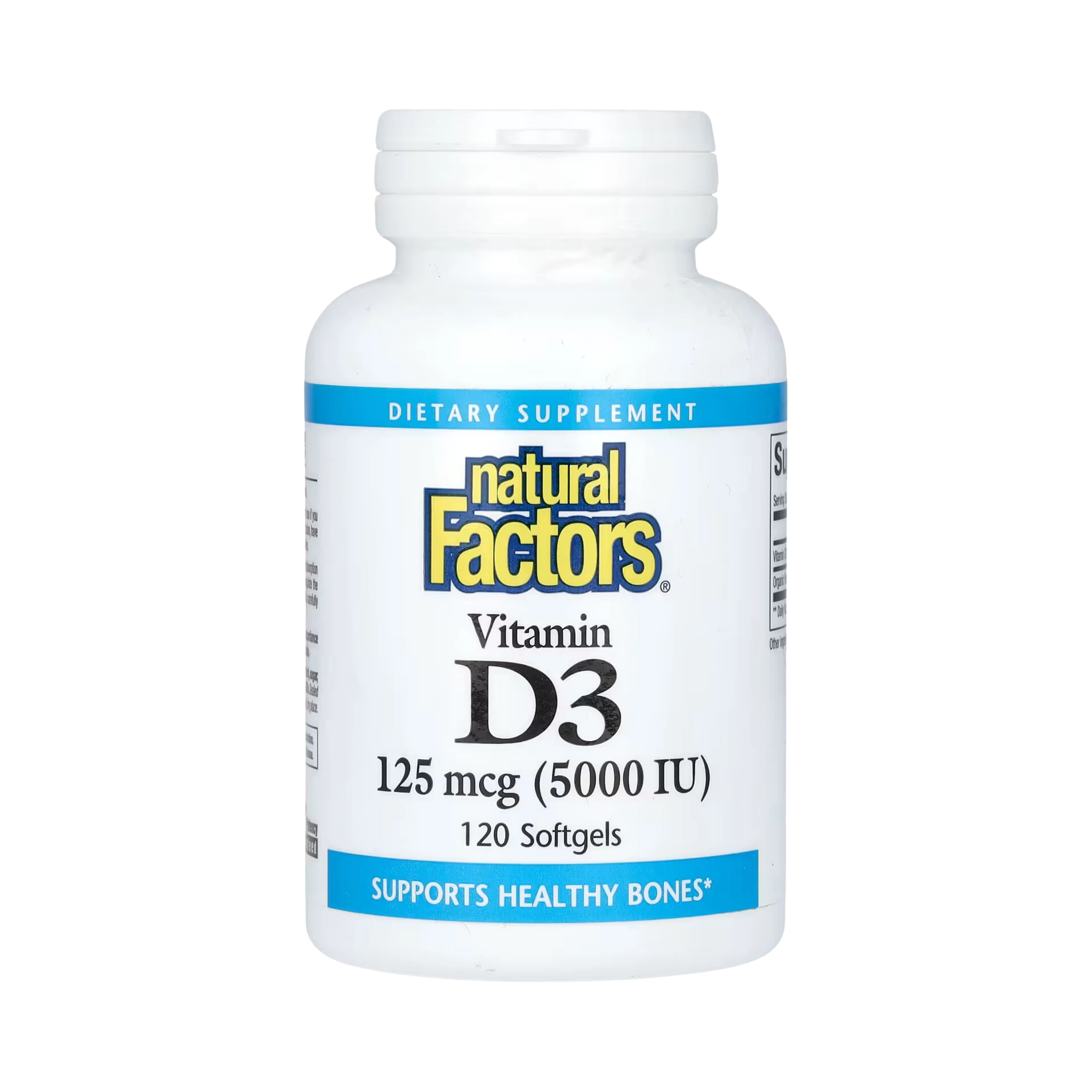 Natural Factors, Vitamin D3, 125 mcg (5,000 IU), 120 Softgels