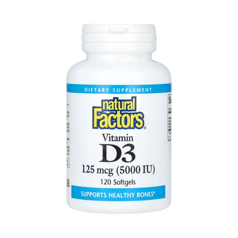 Natural Factors, Vitamin D3, 125 mcg (5,000 IU), 120 Softgels