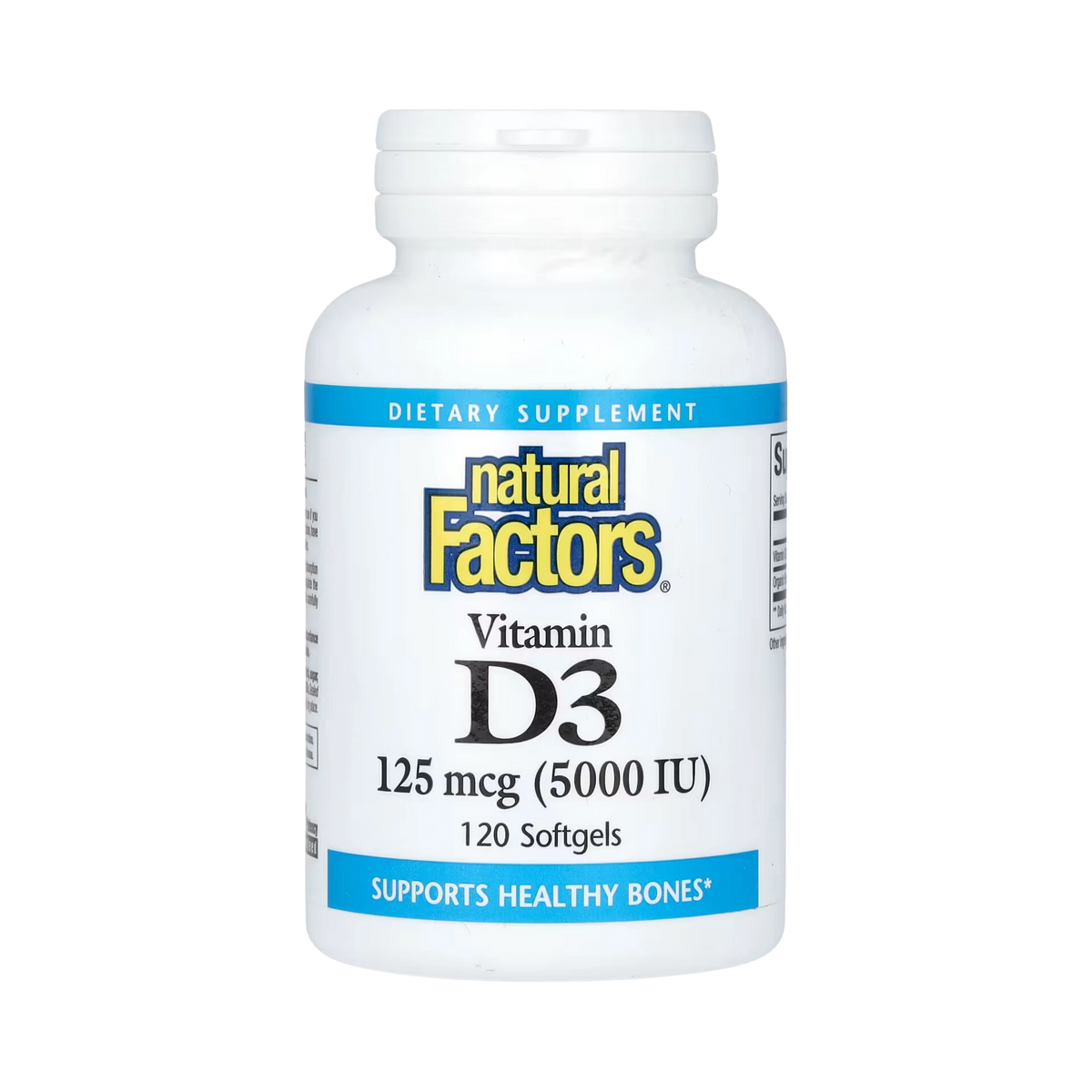 Natural Factors, Vitamin D3, 125 mcg (5,000 IU), 120 Softgels