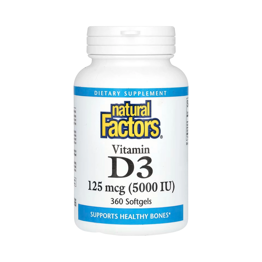 Natural Factors, Vitamin D3, 125 mcg (5,000 IU), 360 Softgels