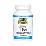 Natural Factors, Vitamin D3, 125 mcg (5,000 IU), 360 Softgels