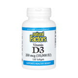 Natural Factors, Vitamin D3, 250 mcg (10,000 IU), 120 Softgels