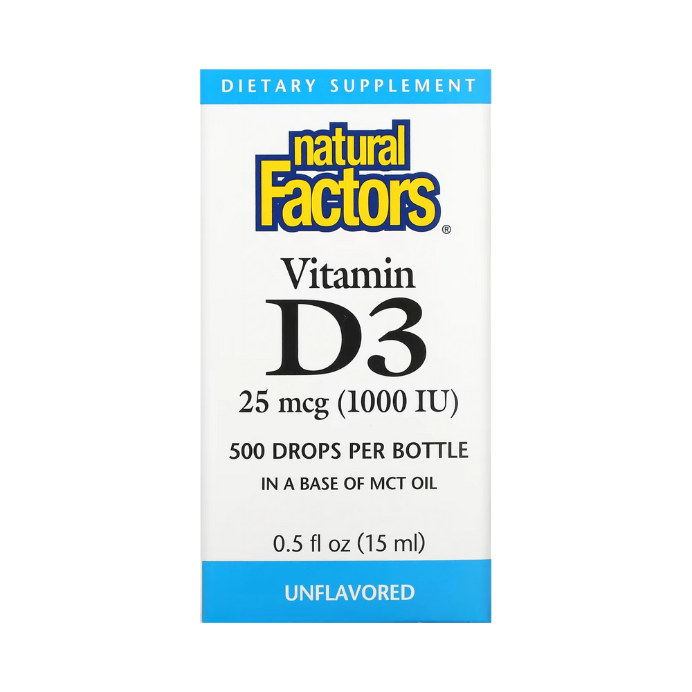 Natural Factors, Vitamin D3 Drops, Unflavored, 25 mcg (1,000 IU), 0.5 fl oz (15 ml)