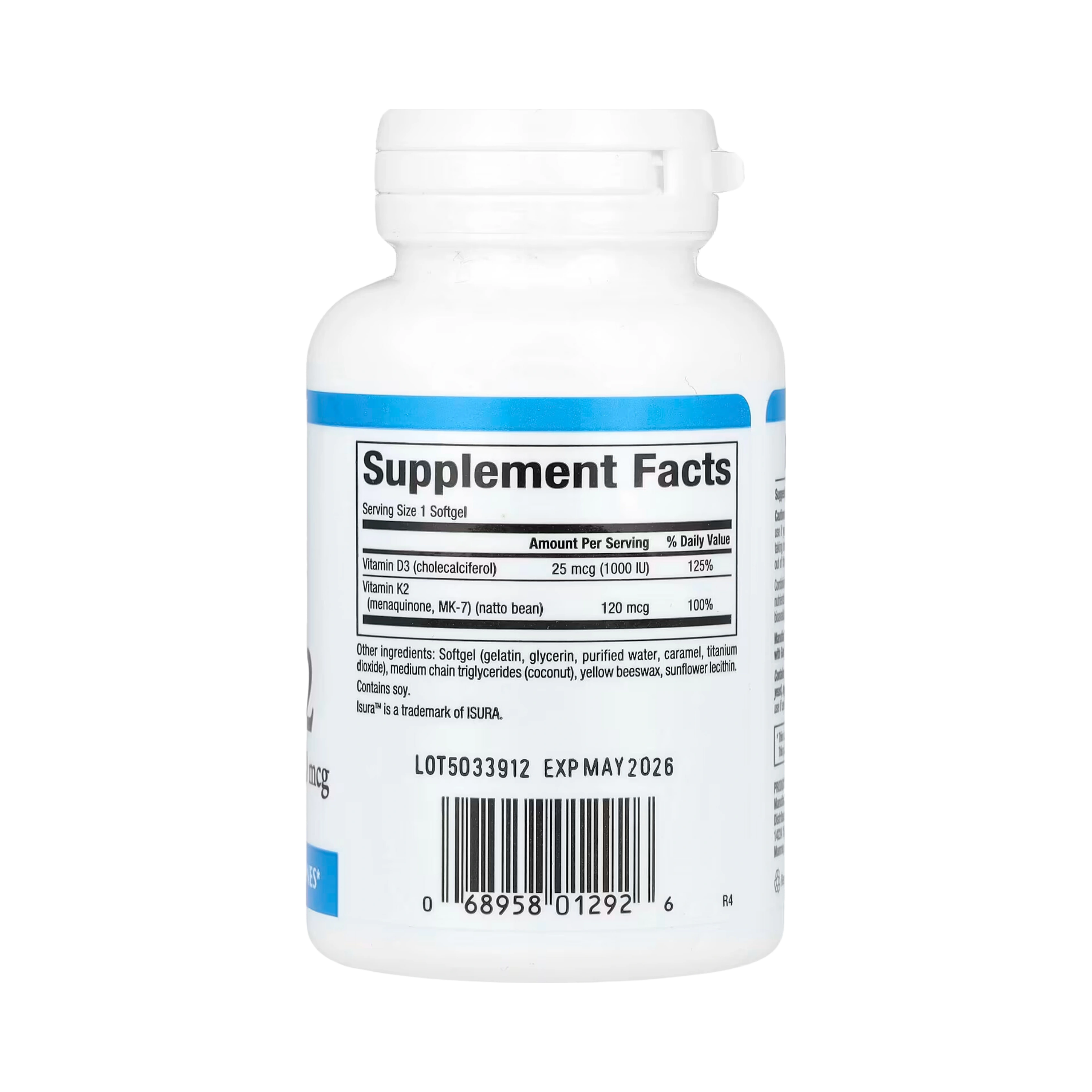 Natural Factors, Vitamin D3 & K2, 25 mcg (1,000 IU) & 120 mcg, 60 Softgels
