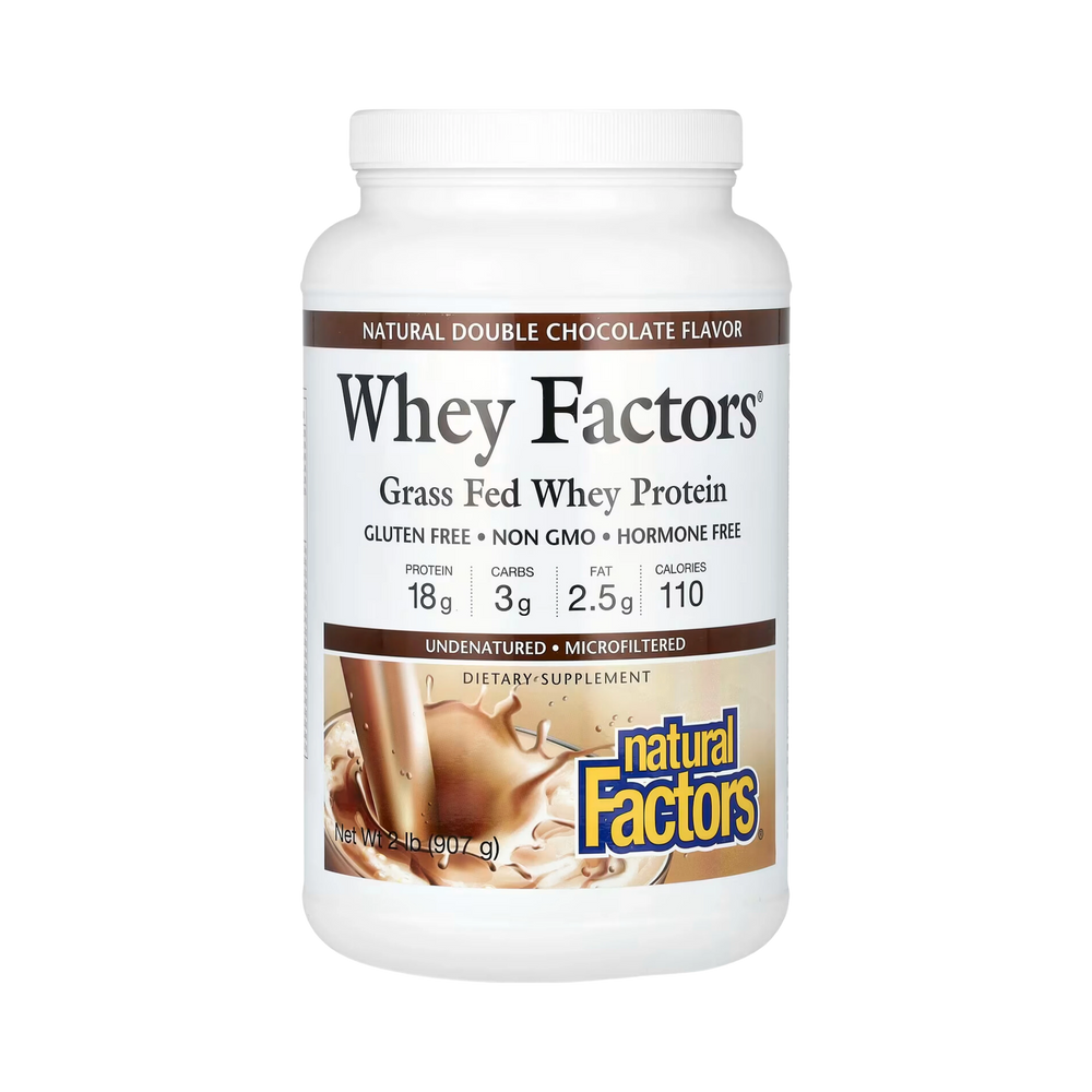 Natural Factors, Whey Factors, Grass Fed Whey Protein, Natural Double Chocolate, 2 Lb