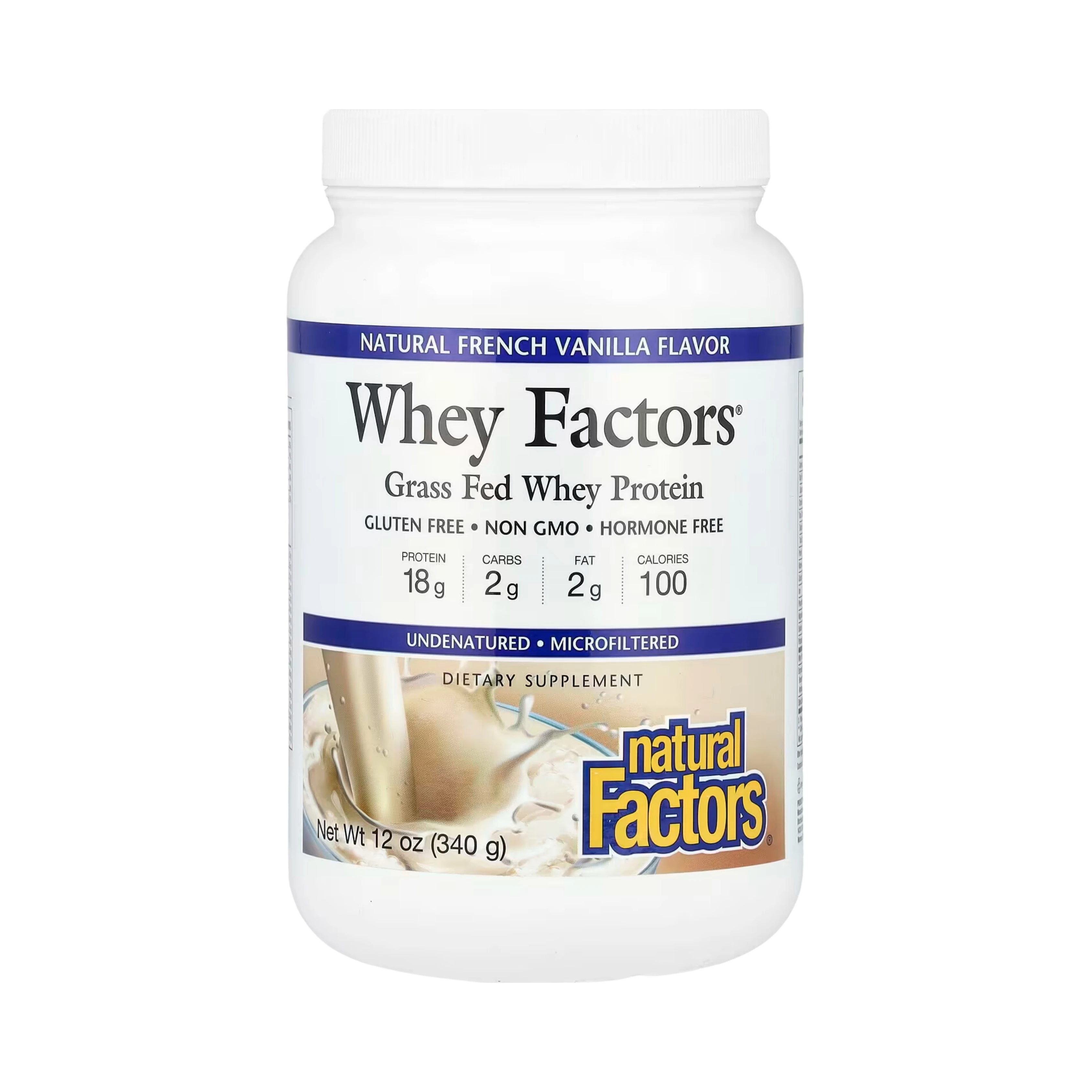 Natural Factors, Whey Factors, Grass Fed Whey Protein, Natural French Vanilla, 12 Oz