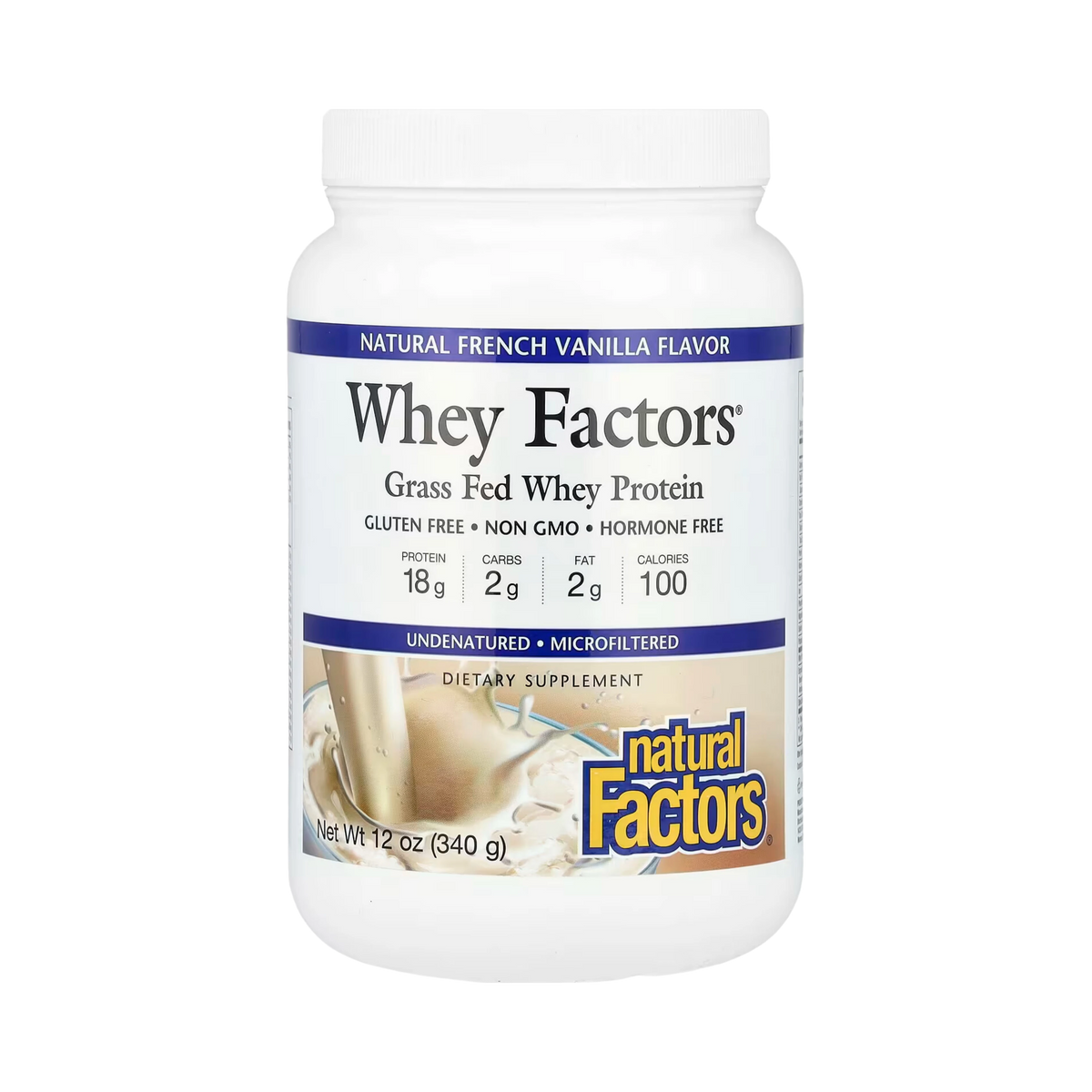 Natural Factors, Whey Factors, Grass Fed Whey Protein, Natural French Vanilla, 12 Oz