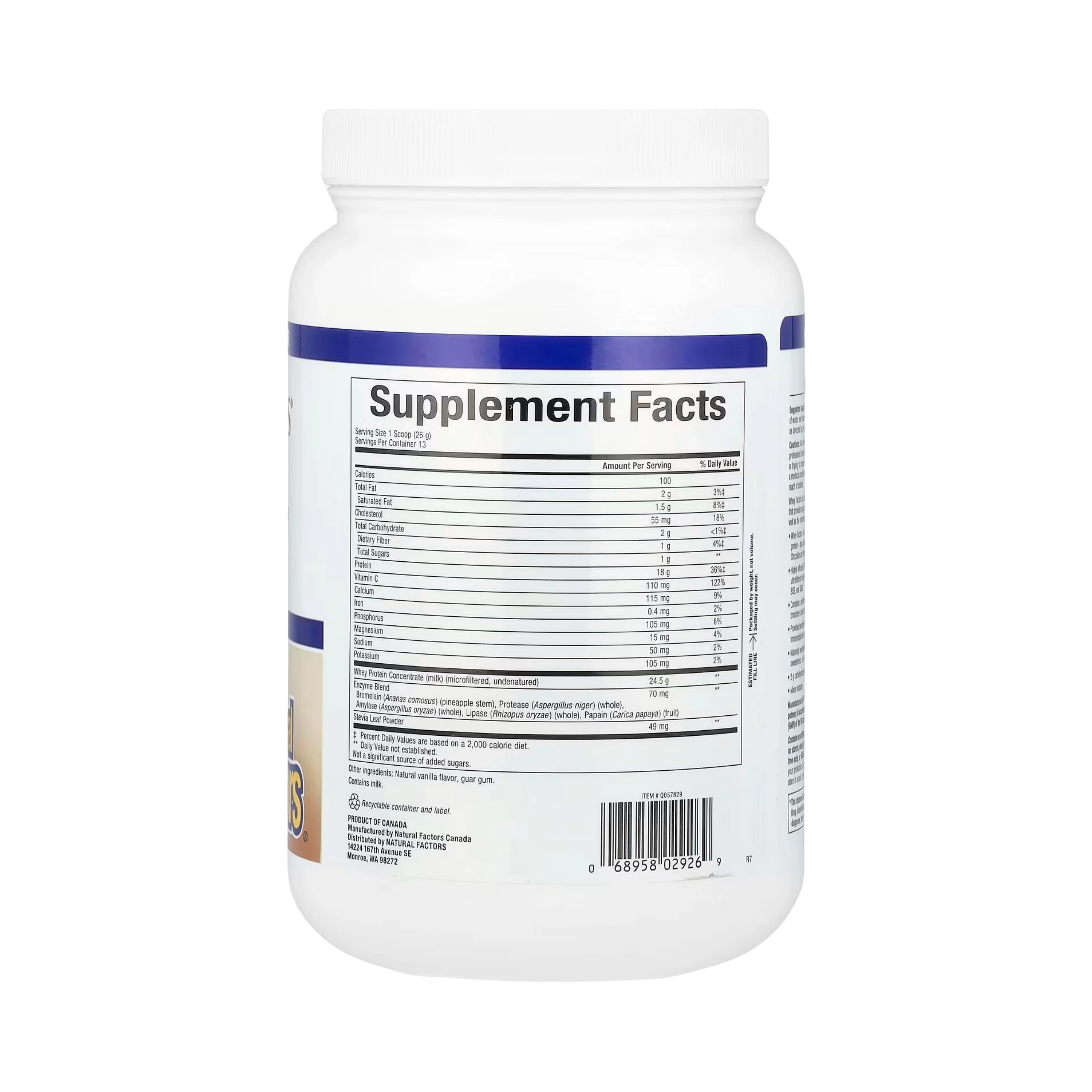 Natural Factors, Whey Factors, Grass Fed Whey Protein, Natural French Vanilla, 12 Oz