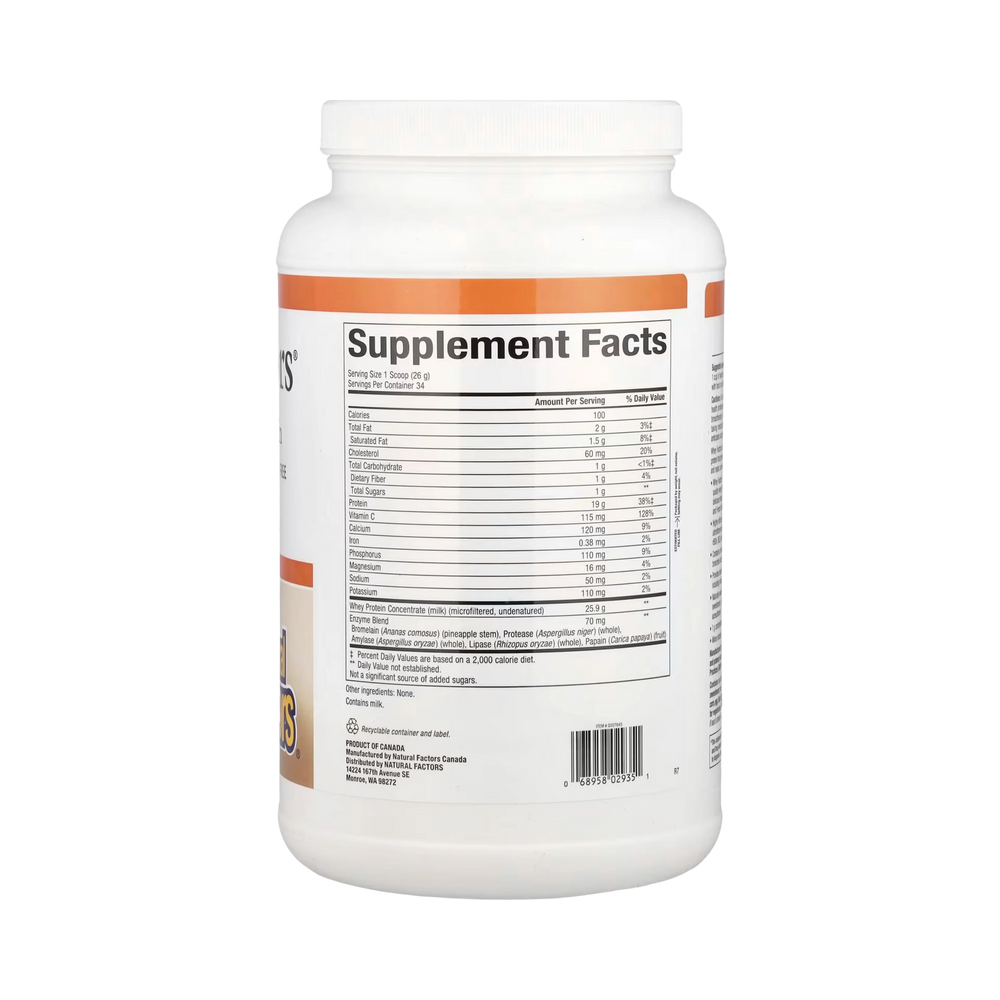 Natural Factors, Whey Factors, Grass Fed Whey Protein, Unflavored, 2 Lb