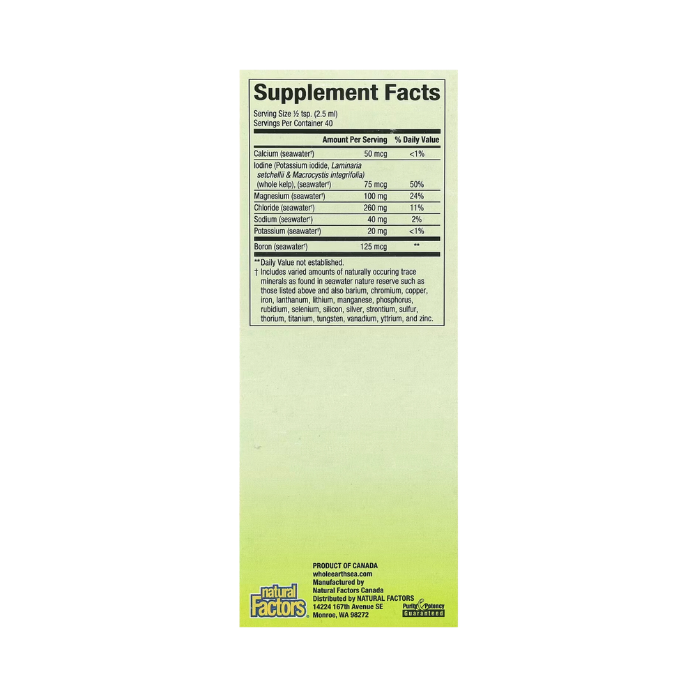 Natural Factors, Whole Earth & Sea, Deep Ocean Minerals, 3.38 Fl Oz
