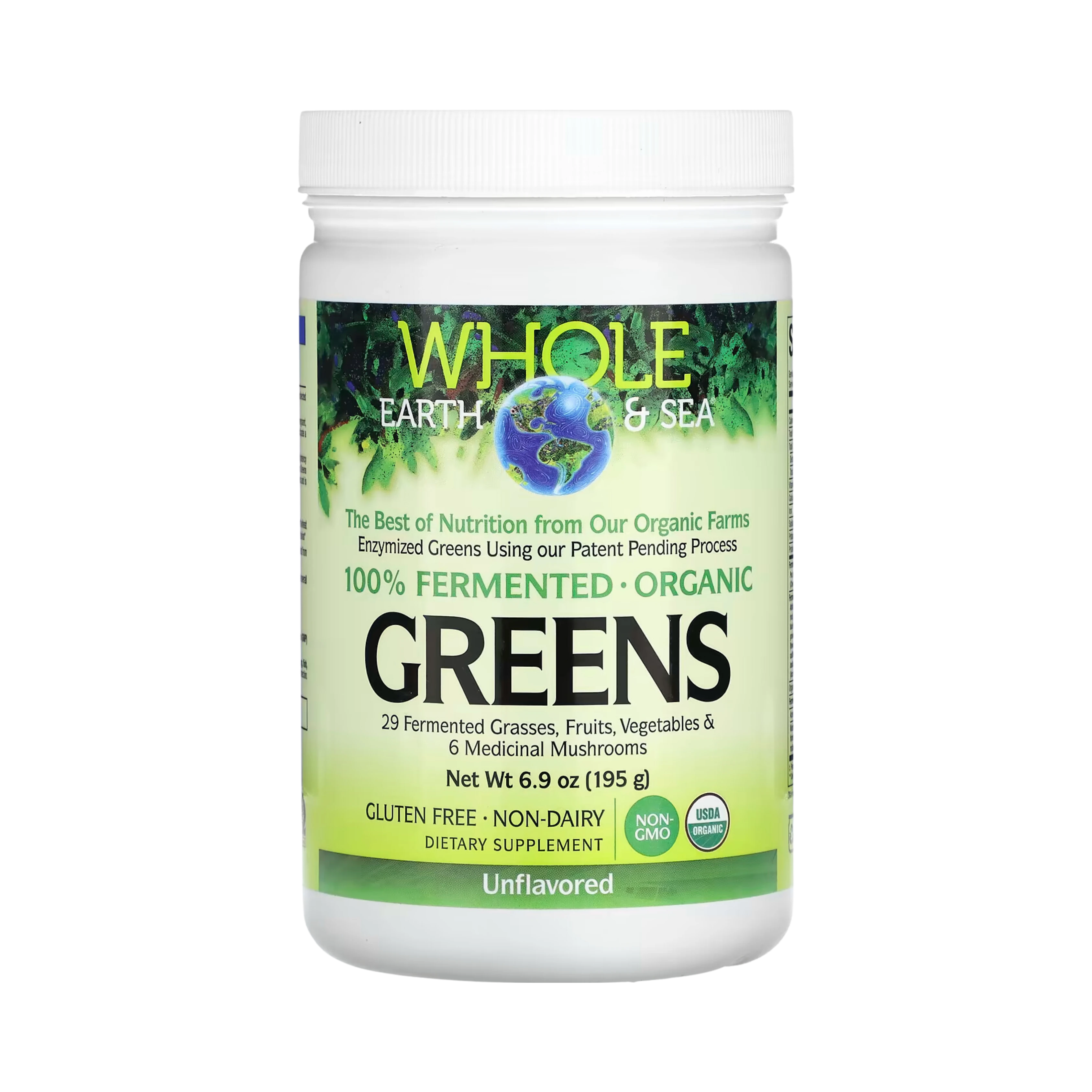 Natural Factors, Whole Earth & Sea, Greens, Unflavored, 6.9 Oz