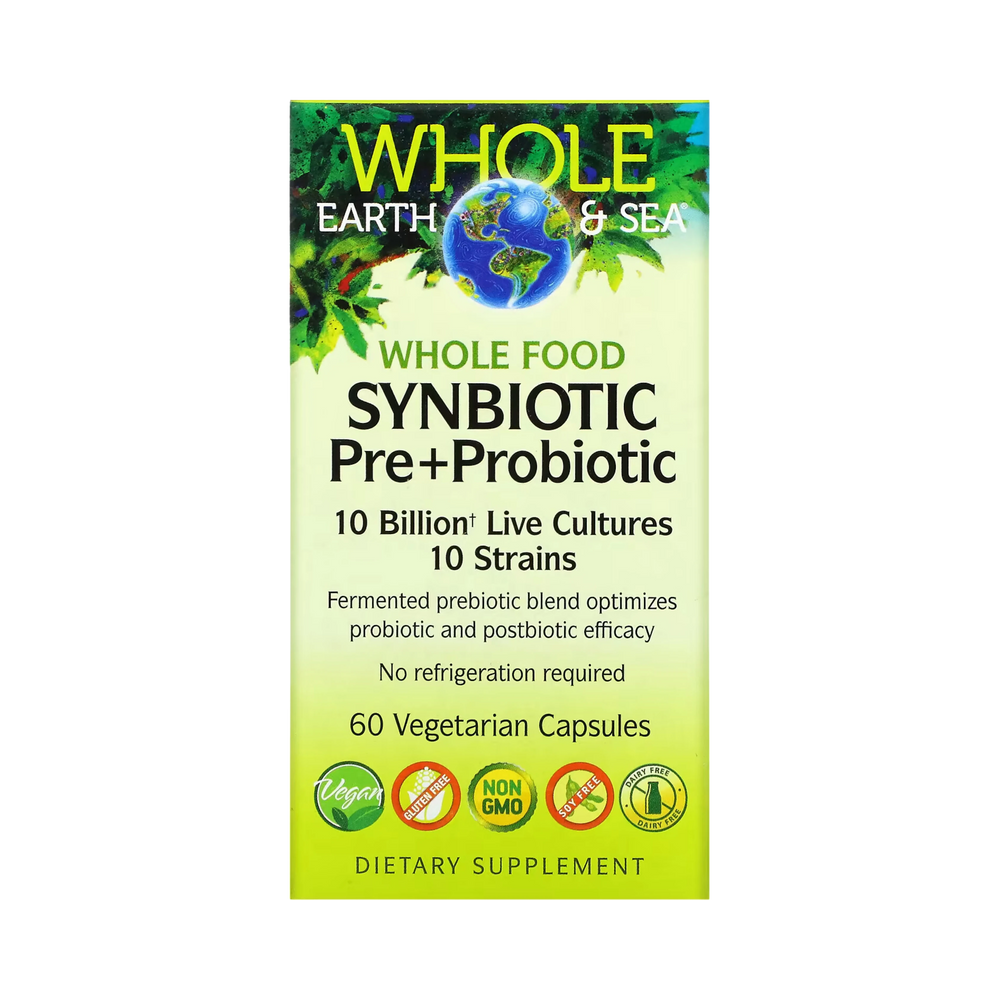 Natural Factors, Whole Earth & Sea, Whole Food Synbiotic Pre+Probiotic, 10 Billion, 60 Vegetarian Capsules
