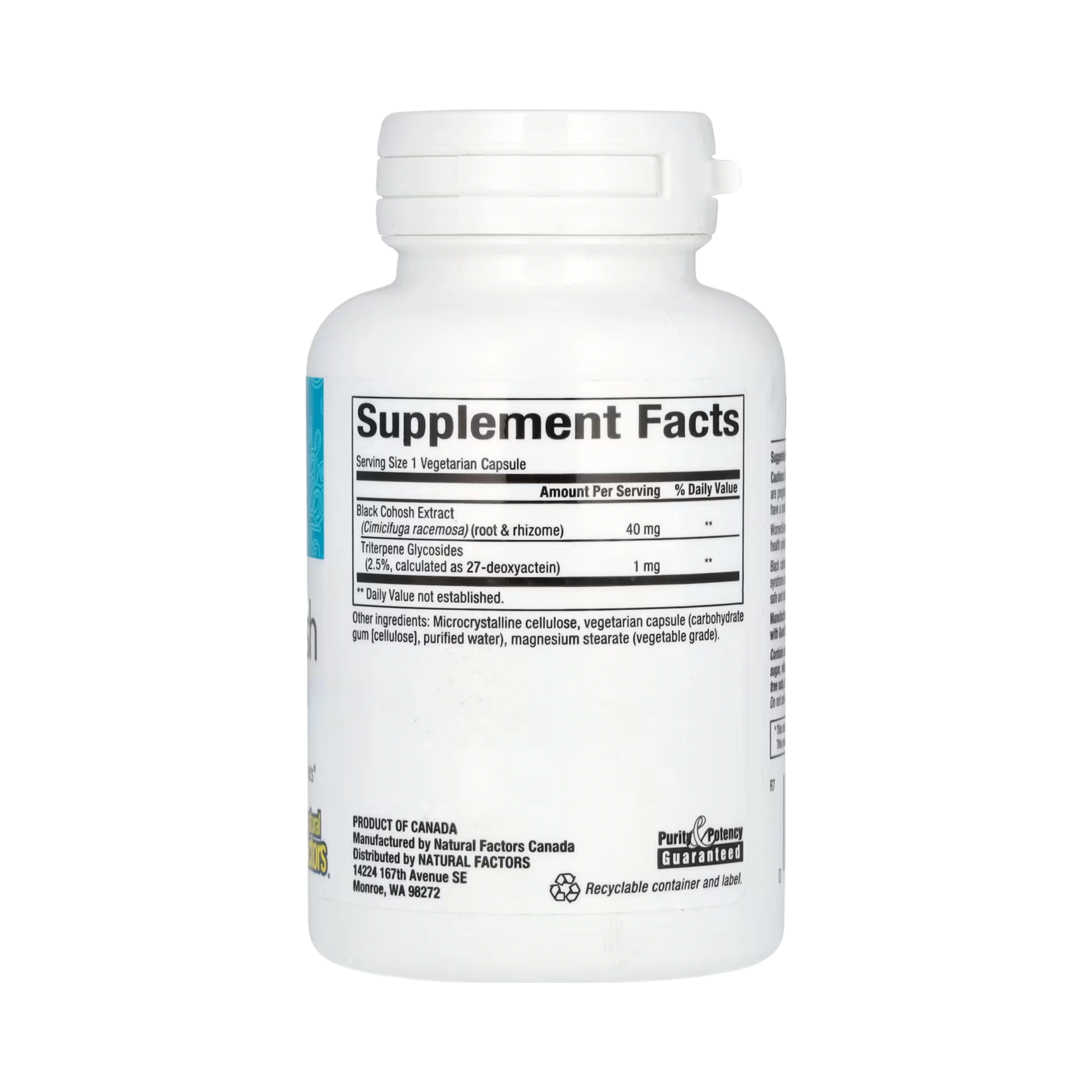 Natural Factors, WomenSense, Black Cohosh Extract, Menopause Relief, 90 Vegetarian Capsules