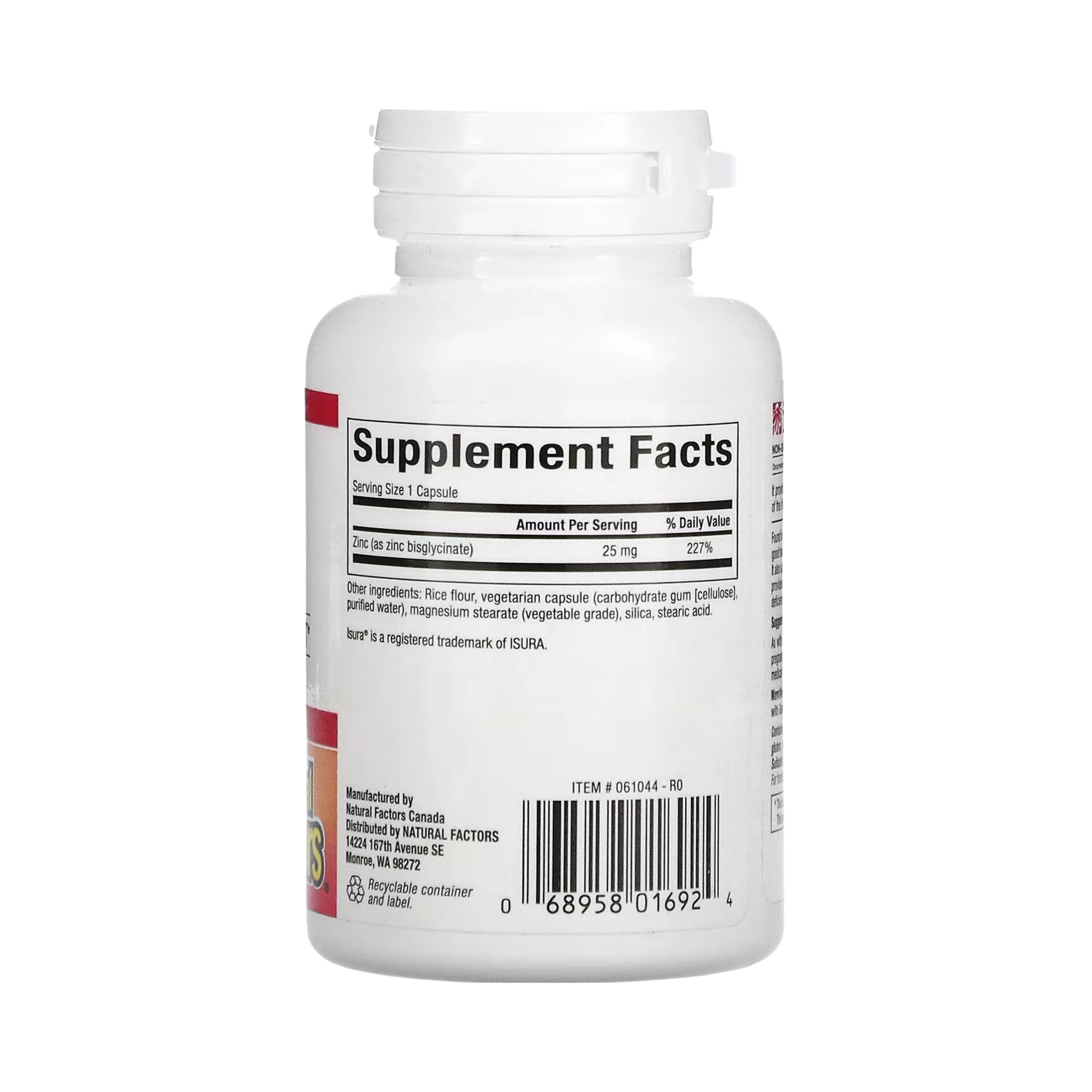 Natural Factors, Zinc Bisglycinate, 25 Mg , 60 Vegetarian Capsules