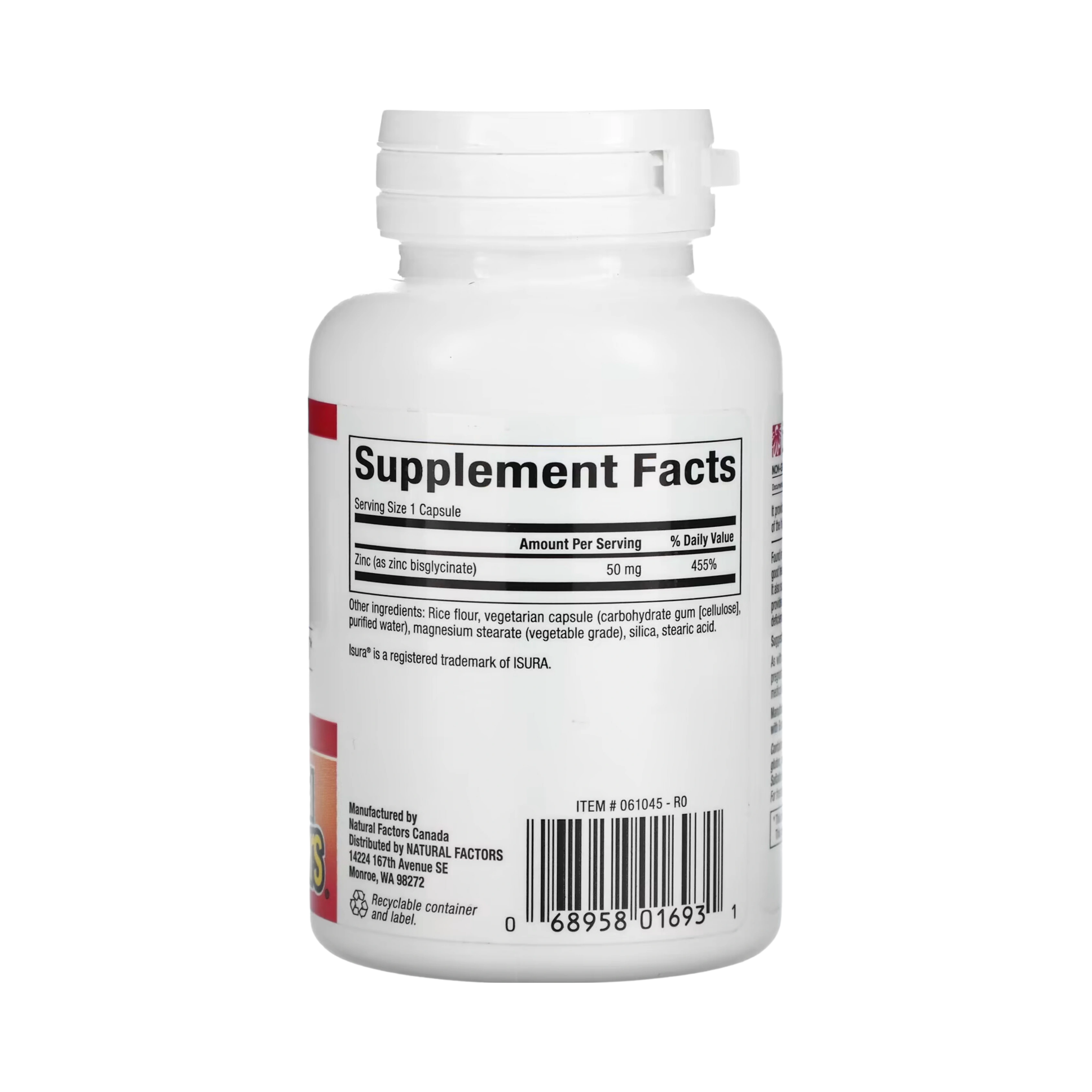 Natural Factors, Zinc Bisglycinate, 50 Mg, 60 Vegetarian Capsules