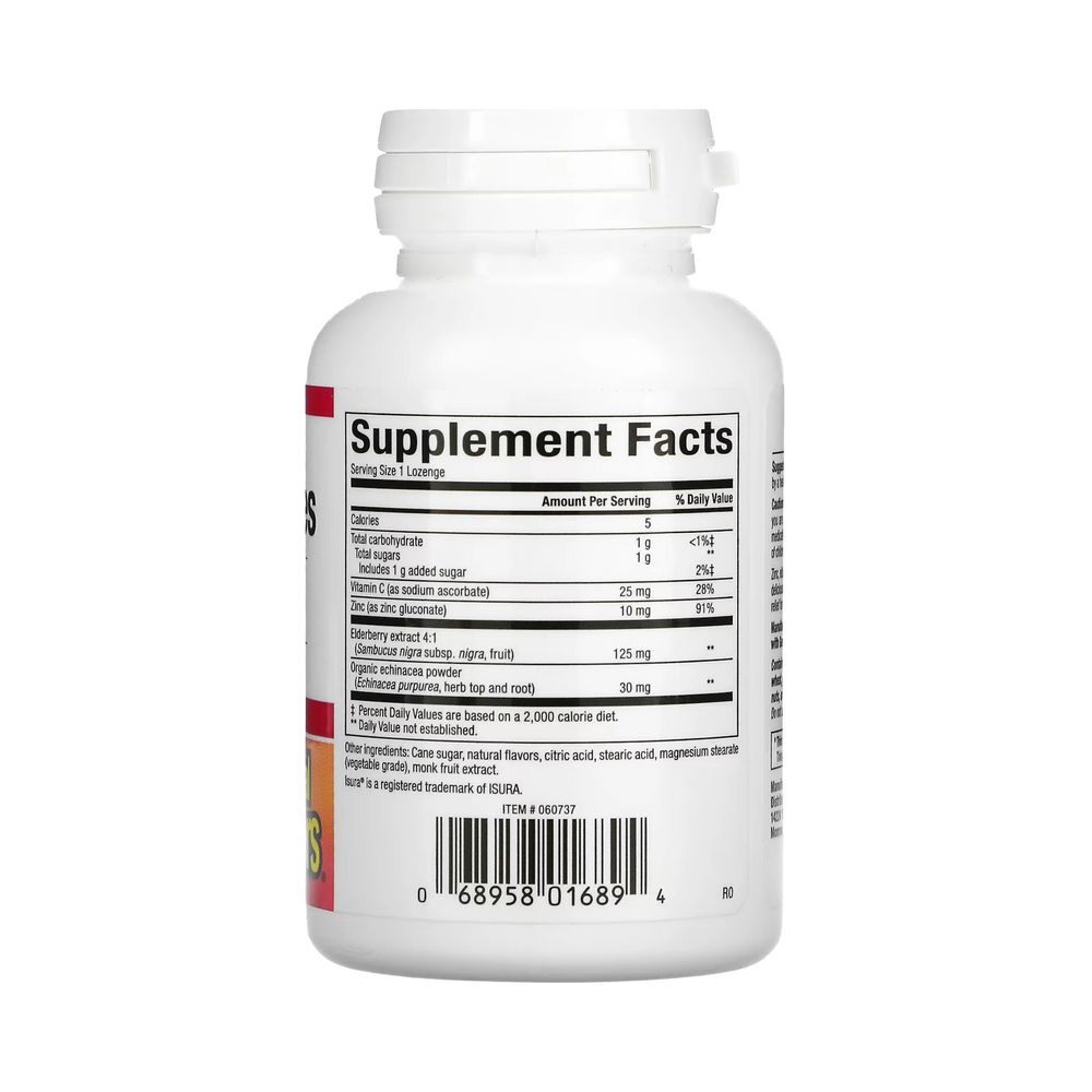 Natural Factors, Zinc Lonzenges, With Elderberry, Echinacea & Vitamin C, Cherry, 60 Lozenges