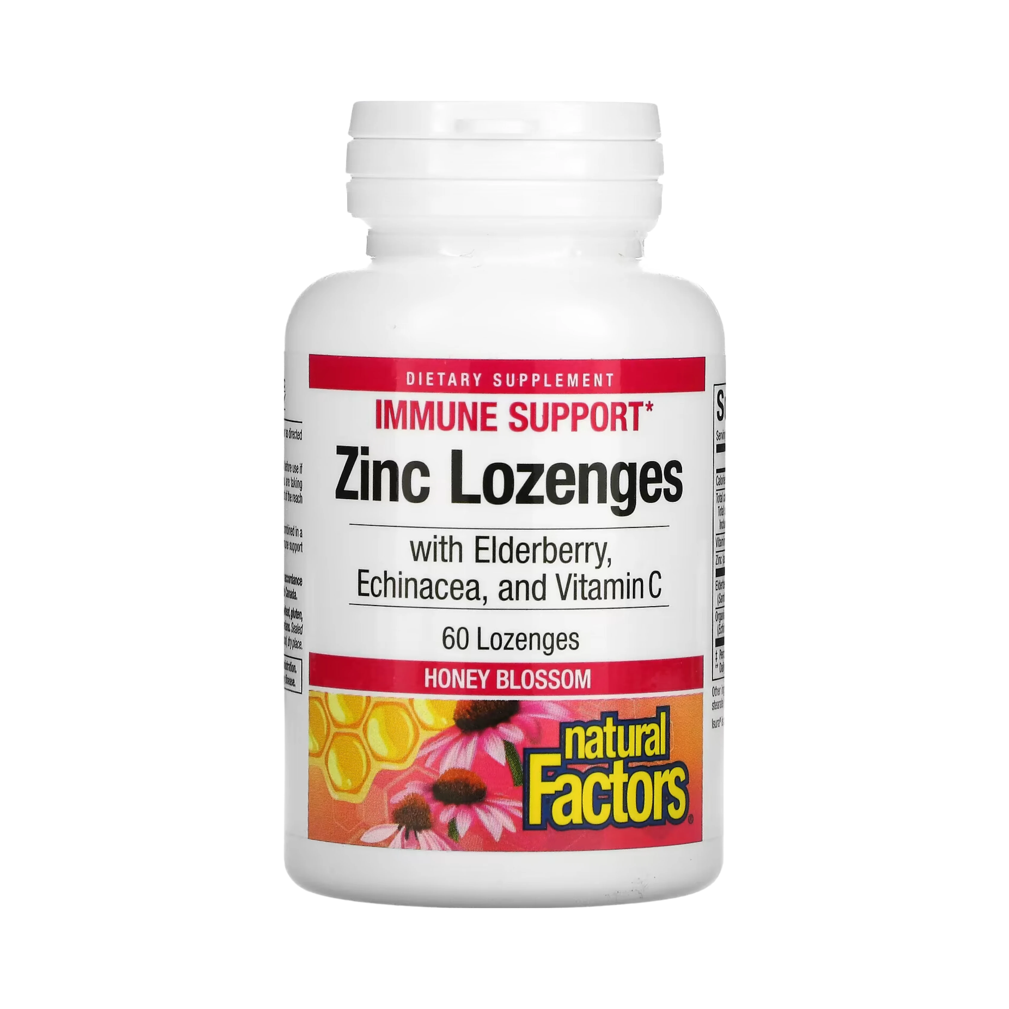 Natural Factors, Zinc Lonzenges, With Elderberry, Echinacea & Vitamin C, Honey Blossom, 60 Lozenges