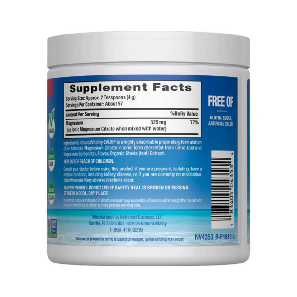 Natural Vitality, CALM, Magnesium Citrate + Glycinate Relaxing Drink Mix, Cherry, 8 oz, 227 g
