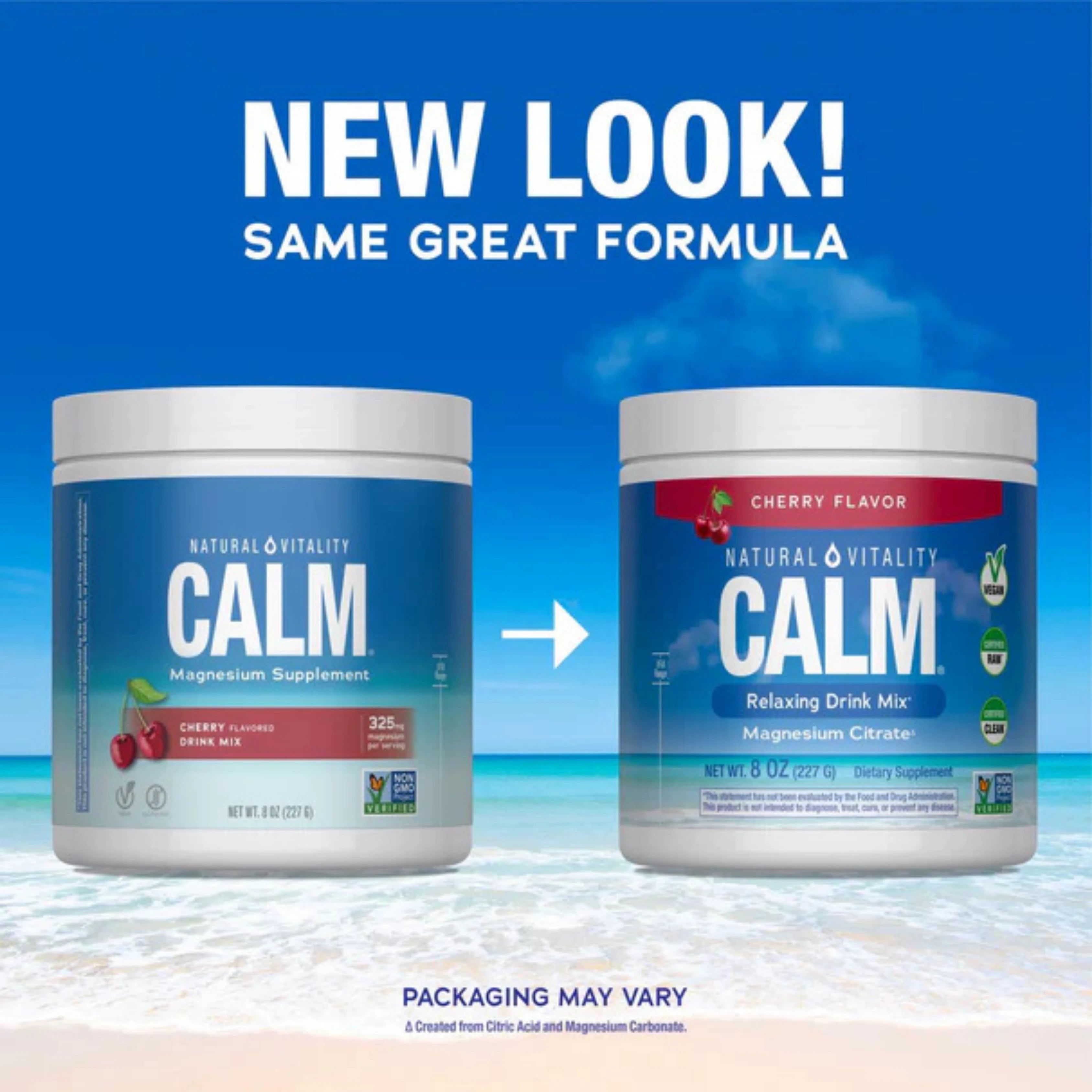 Natural Vitality, CALM, Magnesium Citrate + Glycinate Relaxing Drink Mix, Cherry, 8 oz, 227 g